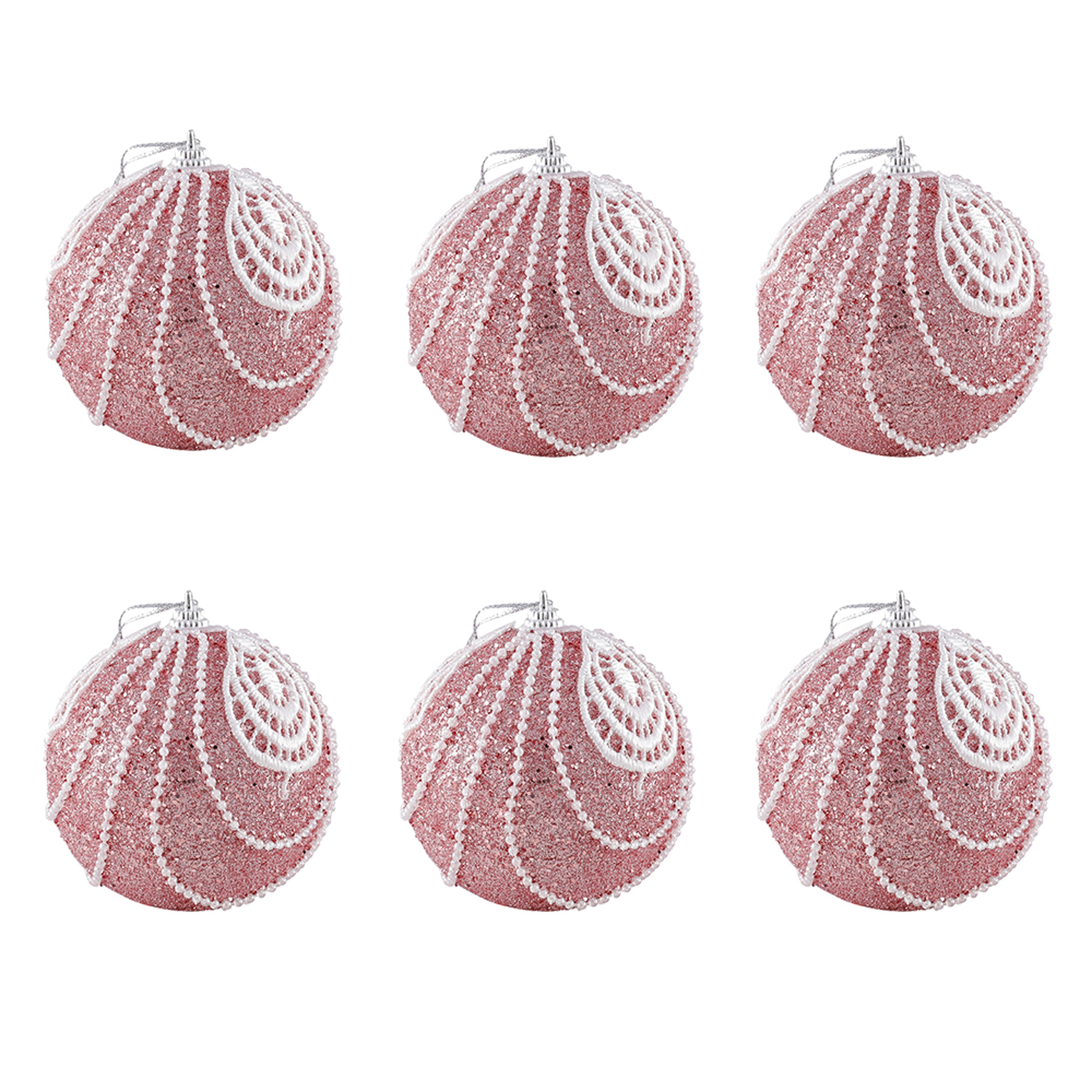 Christmas Ball Ornaments 6pcs 8cm, Red White Hanging Tree Decorations, Holiday New Year Navidad Home Decor – view 17