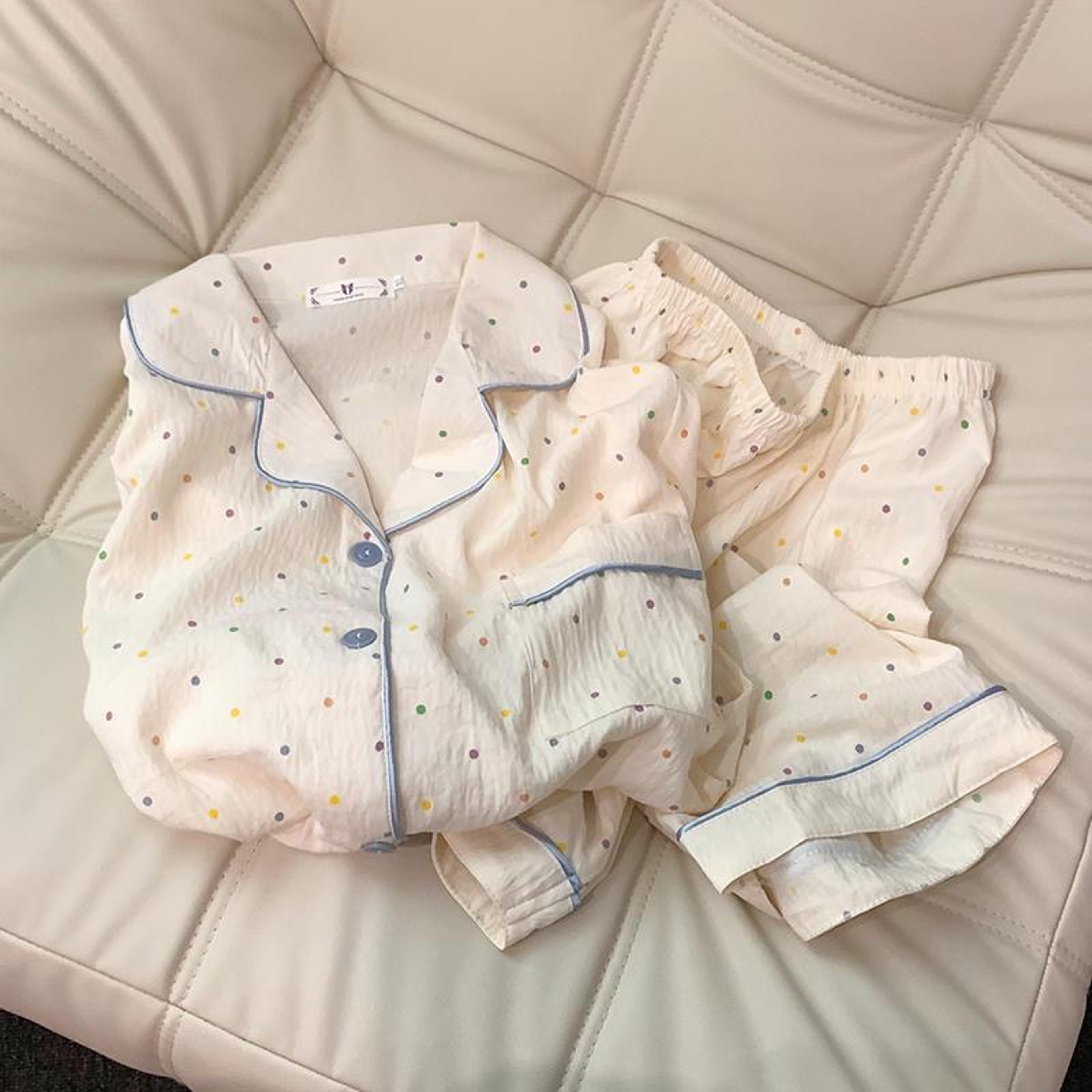 Sleepwear Cotton Pajama Set Print Polka Dot Women Pajamas Top And Shorts Sweet Casual Comfortable H 4