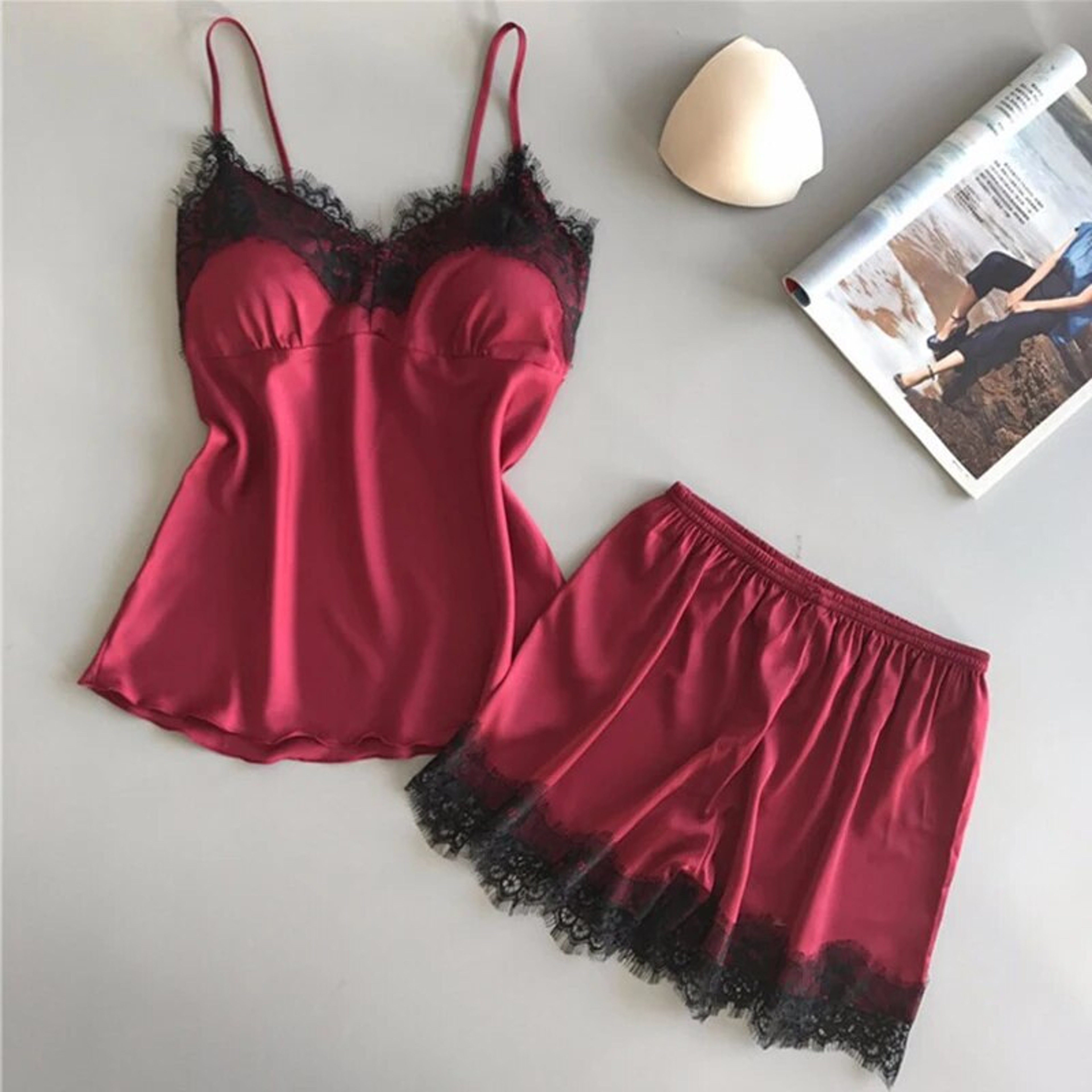 Fashion V-Neck Lace Women Pajama Suit Sexy Lingerie Pyjamas Sleep Shorts Set Sleepwear for Relaxed Evenings – view 9