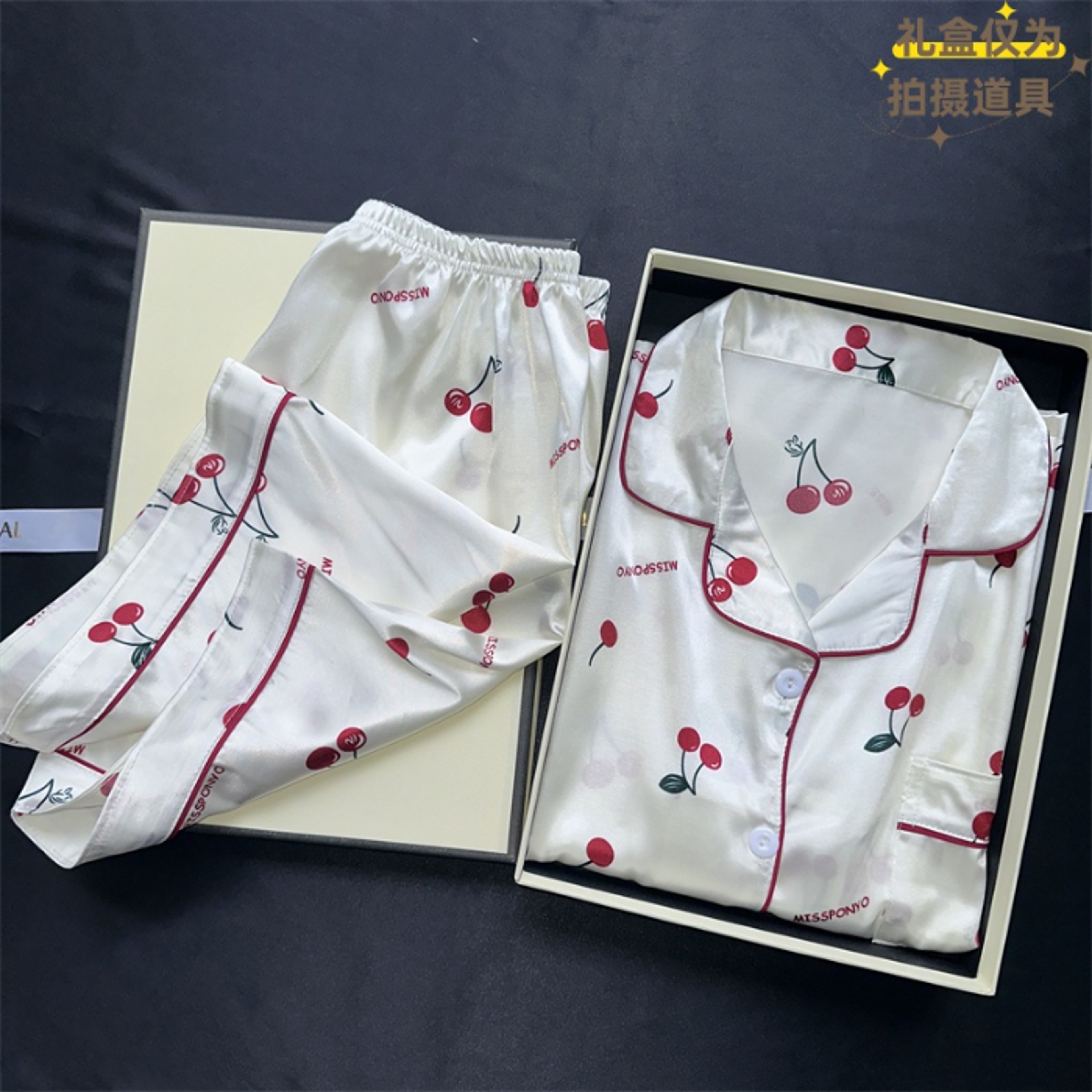 Cherries Print Pajamas Set Summer Faux Stain Shorts And Top Ladies Casual Fashion Home Clothes Two  6
