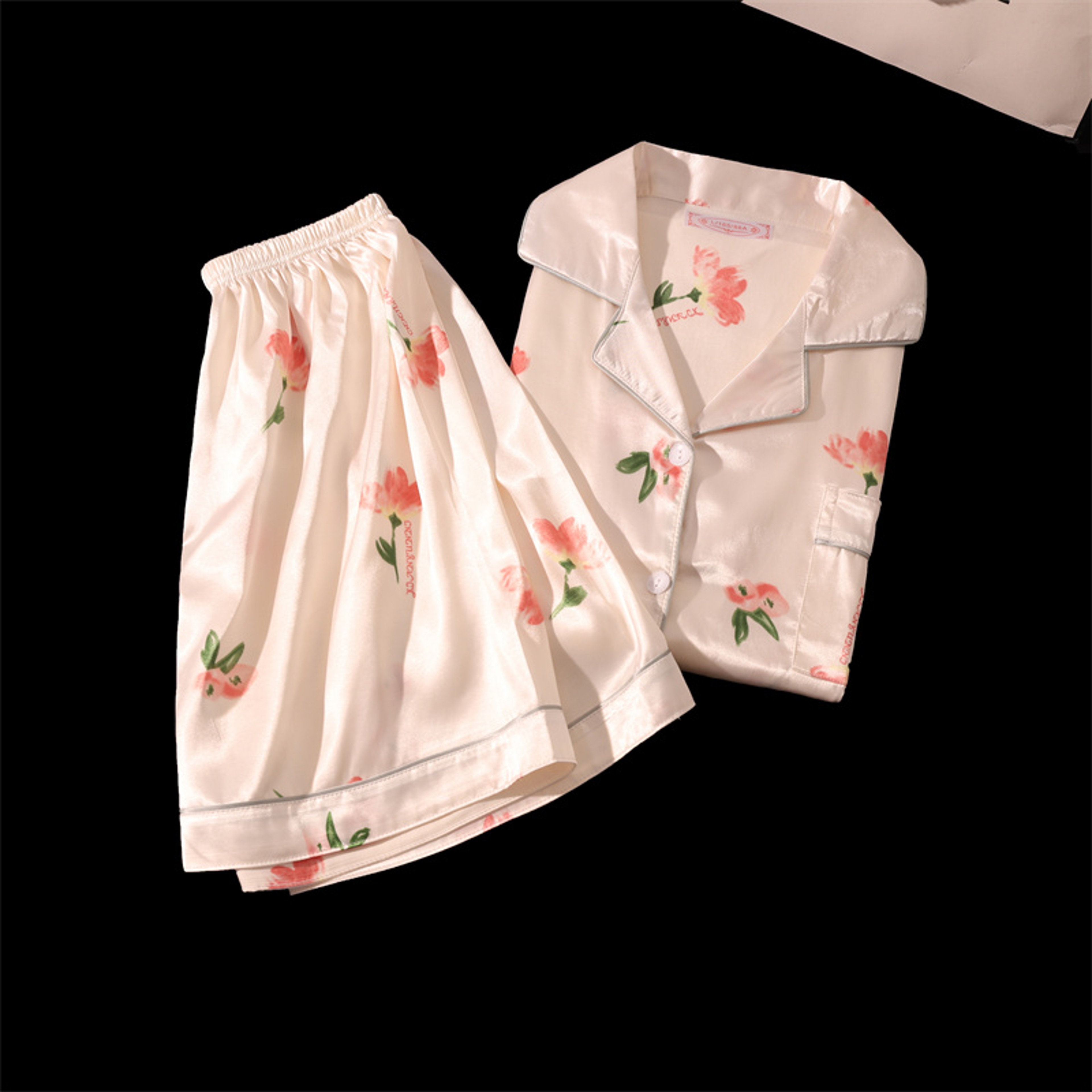 Cherries Print Pajamas Set Summer Faux Stain Shorts And Top Ladies Casual Fashion Home Clothes Two  10
