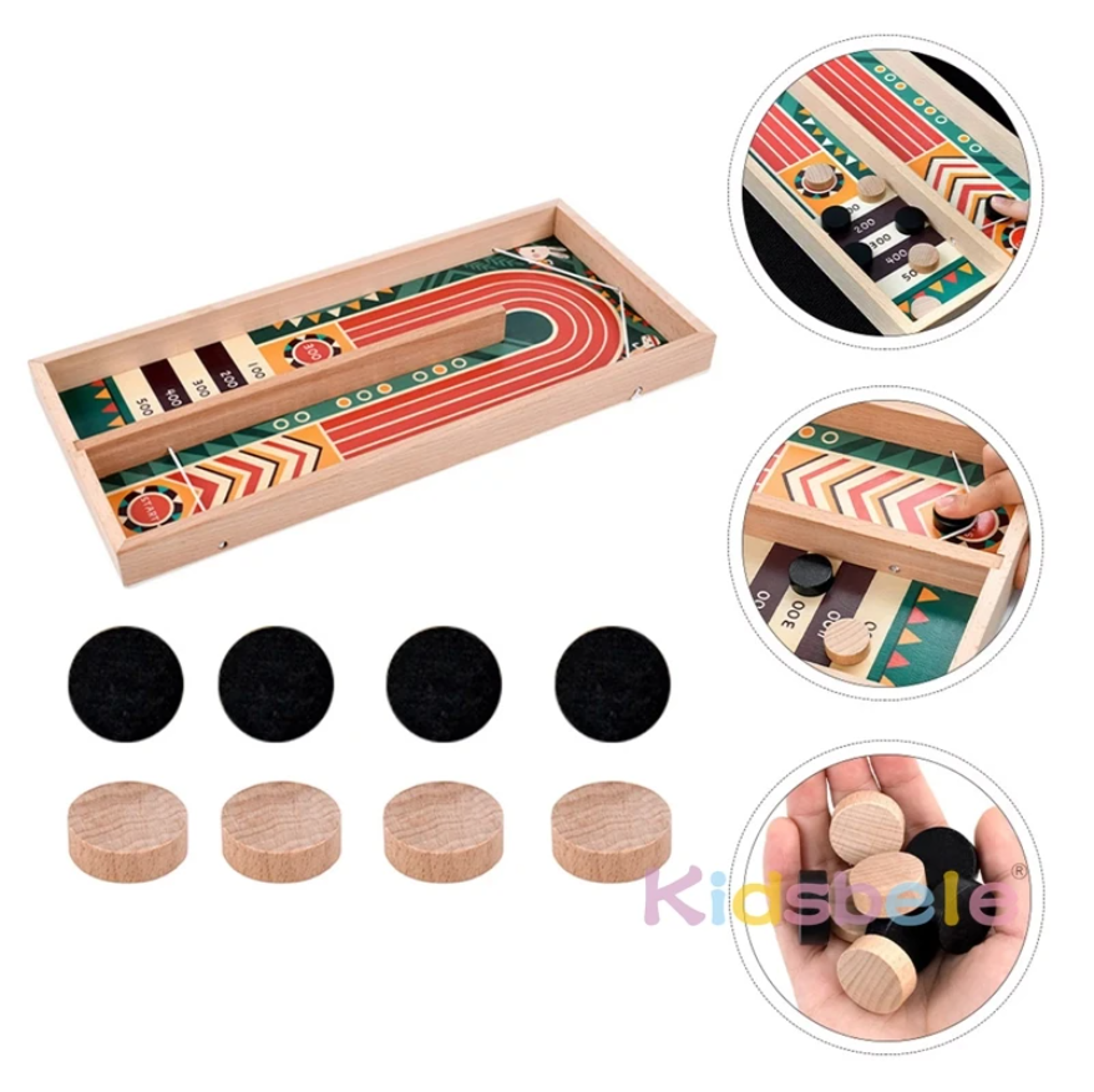 Wooden Board Game Set, Disc Battle Game, Curling Game for Adults, Family Entertainment Interactive – view 7