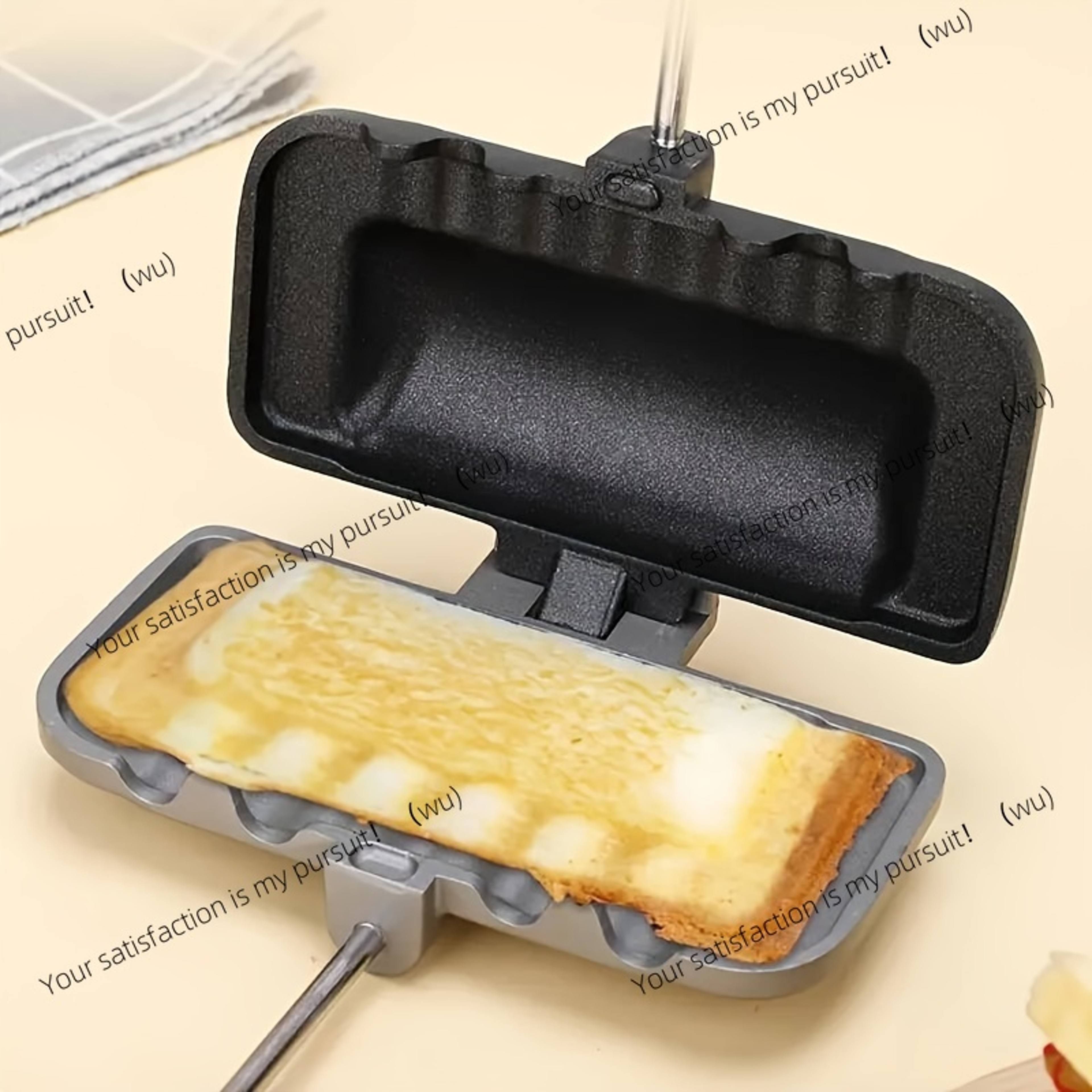 Dual-Color Rectangular Sandwich Baking Pan, Non-stick Aluminum Alloy, Stovetop Toast Maker, Kitchen Cookware – view 5