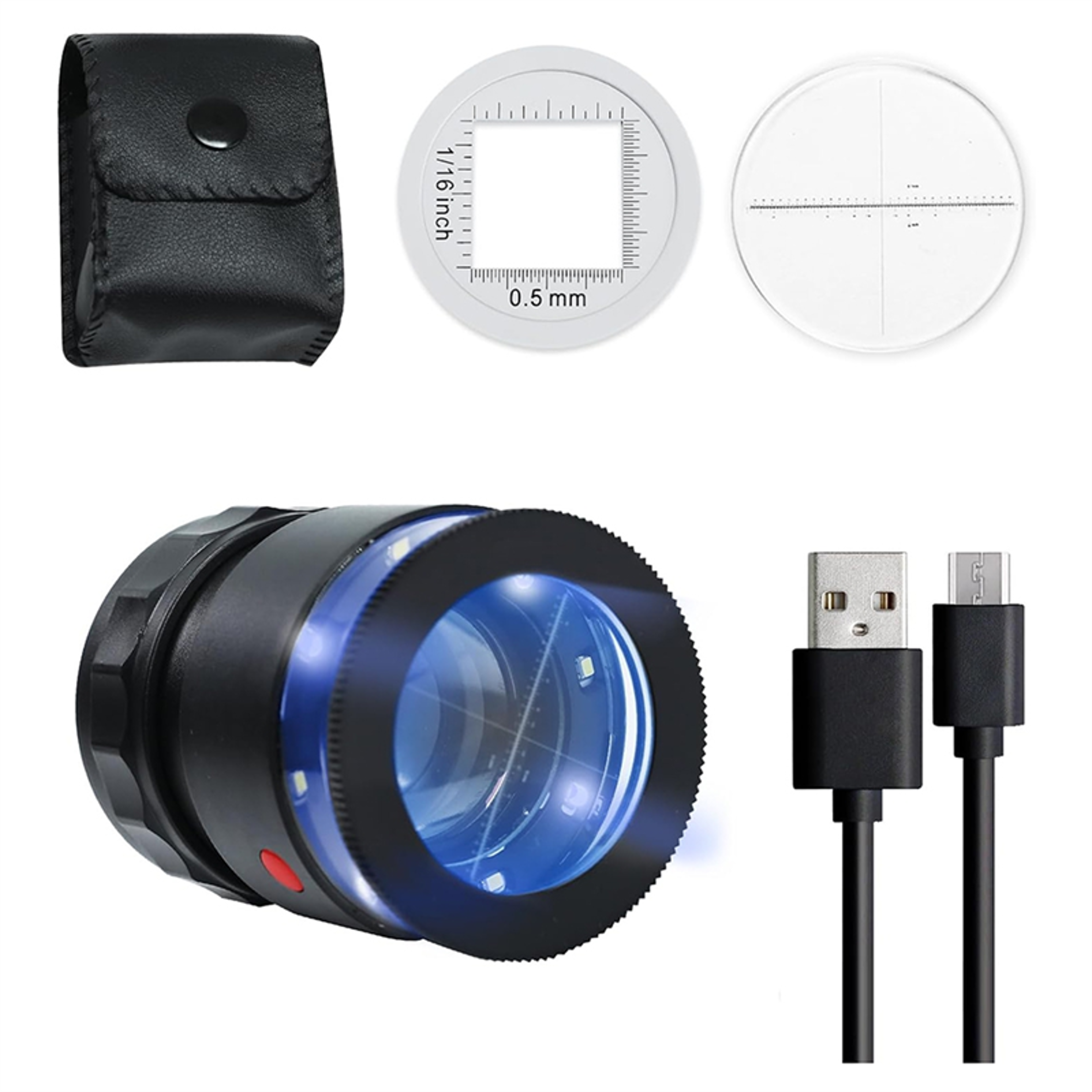 Jewelry Loupe Magnifier , LED Light and Scale, Rechargeable Magnifying Glass With Adjustable Focal Length for Precision – view 3