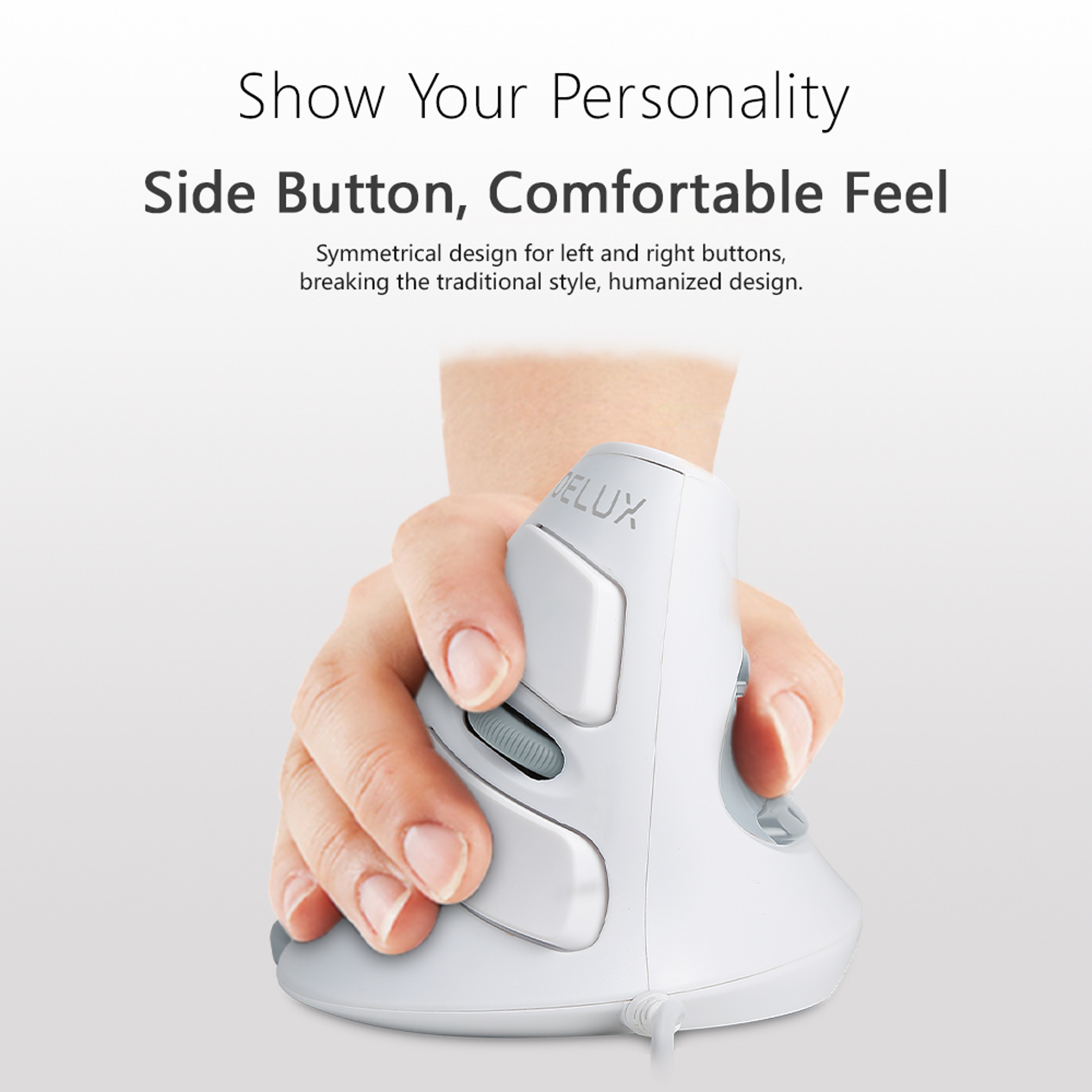 White Ergonomic Vertical Mouse 1600 DPI 6 Buttons Wired Optical Right Hand Mice 0
