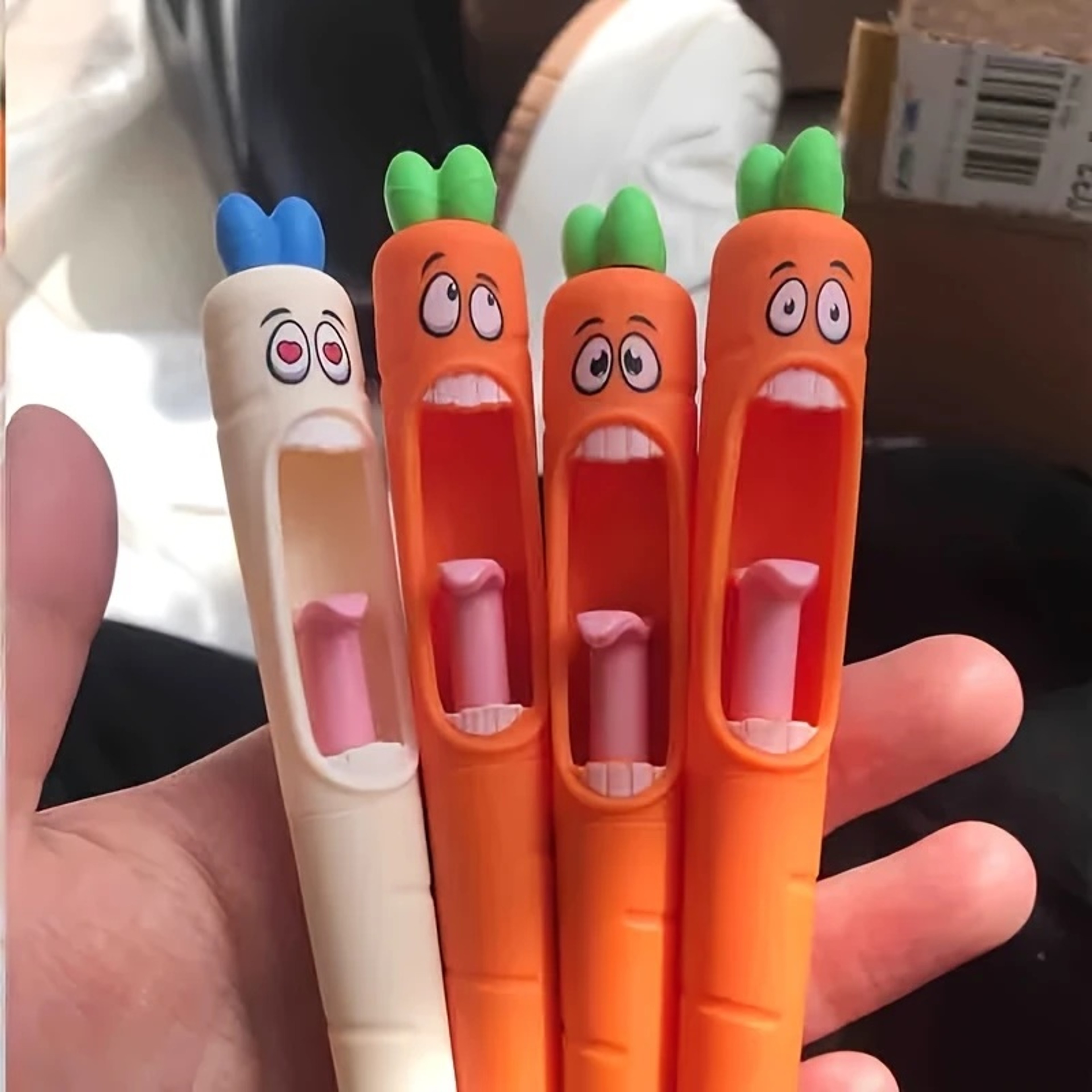 Multi-Expression Radish Gel Pens, Fun Stationery Supplies, Creative Fresh Black Ink, Perfect Easter Gifts – view 1