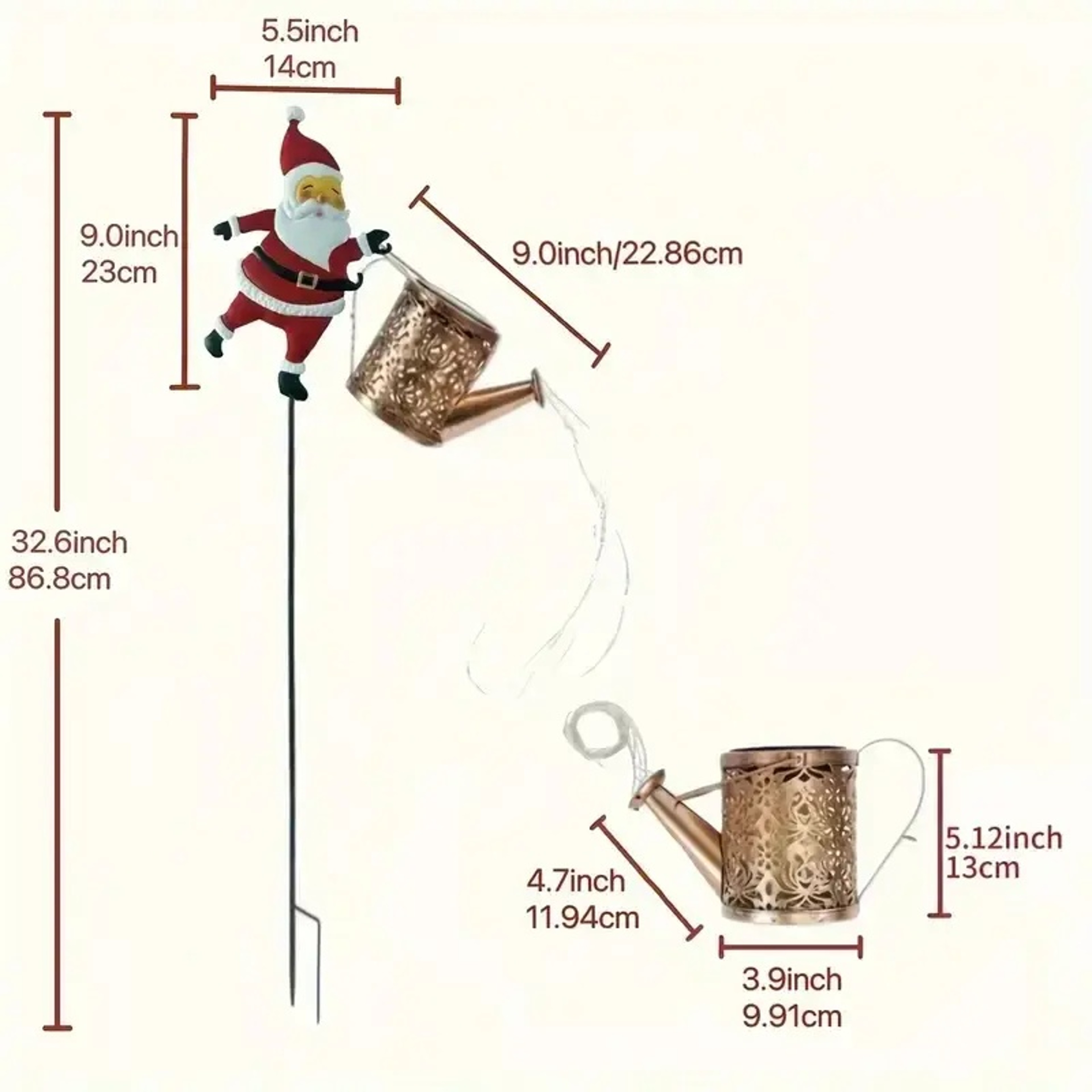 Garden Christmas Lights, Santa Solar Kettle Lights for Lawn, Yard Holiday Decoration – view 3