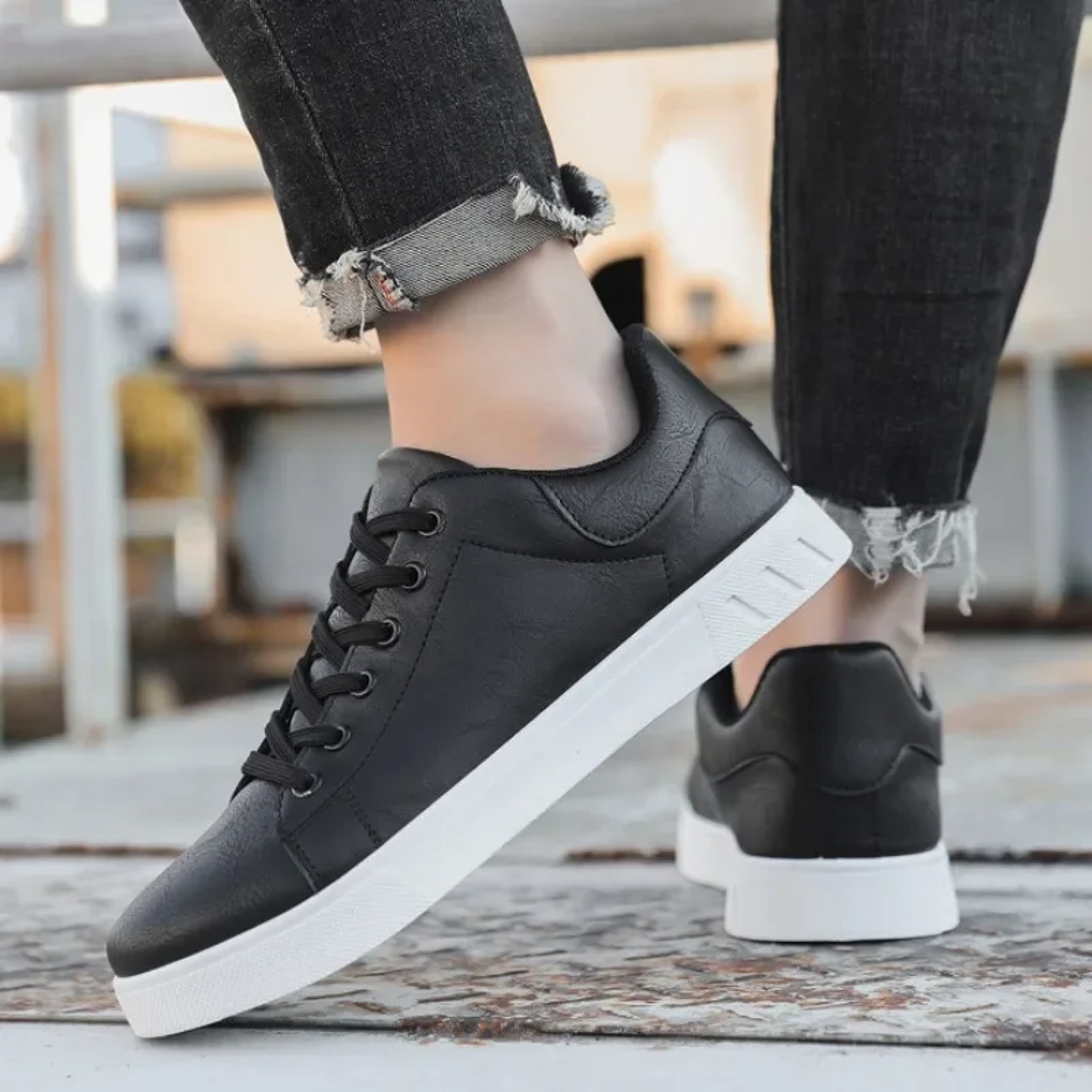 Classic Leather Sneakers for Men, Casual Loafers, British Designer Flats Shoes for Spring Summer, Trendy Leather Shoes – view 6