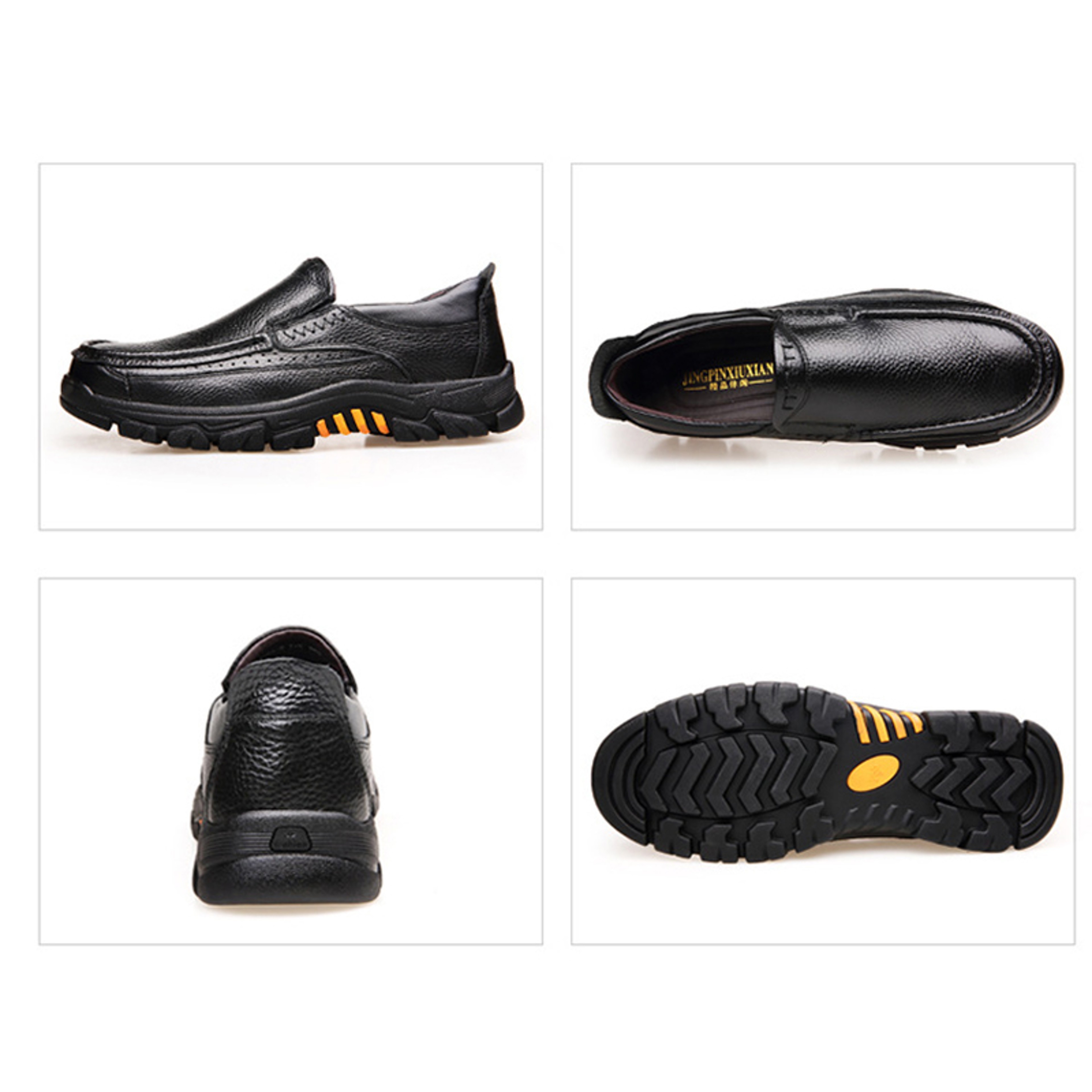 Men's Genuine Leather Loafers, Soft Cowhide Casual Shoes, Black Brown Slip-On, Thick Sole Male Footwear for Comfort – view 2