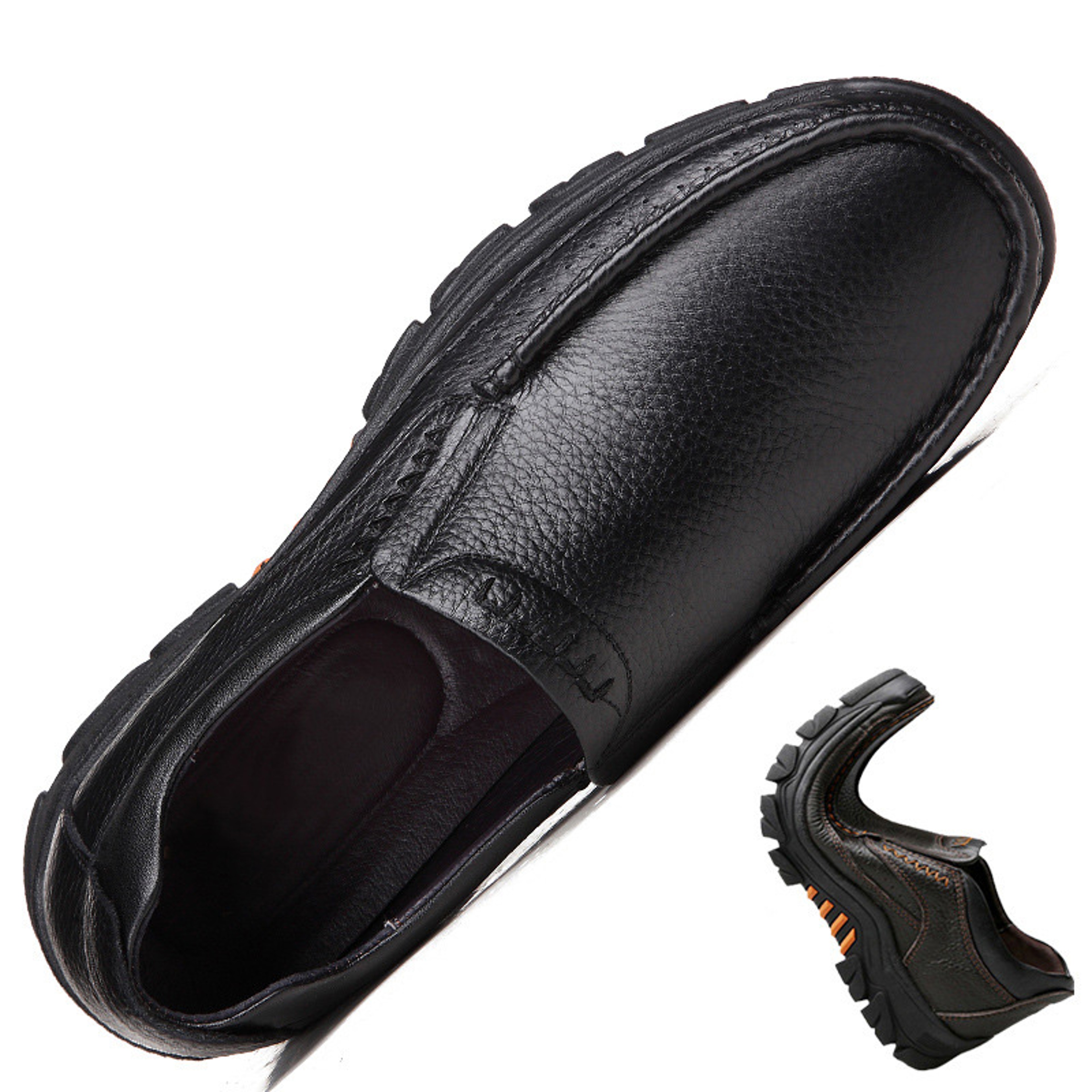 Men's Genuine Leather Loafers, Soft Cowhide Casual Shoes, Black Brown Slip-On, Thick Sole Male Footwear for Comfort – view 5