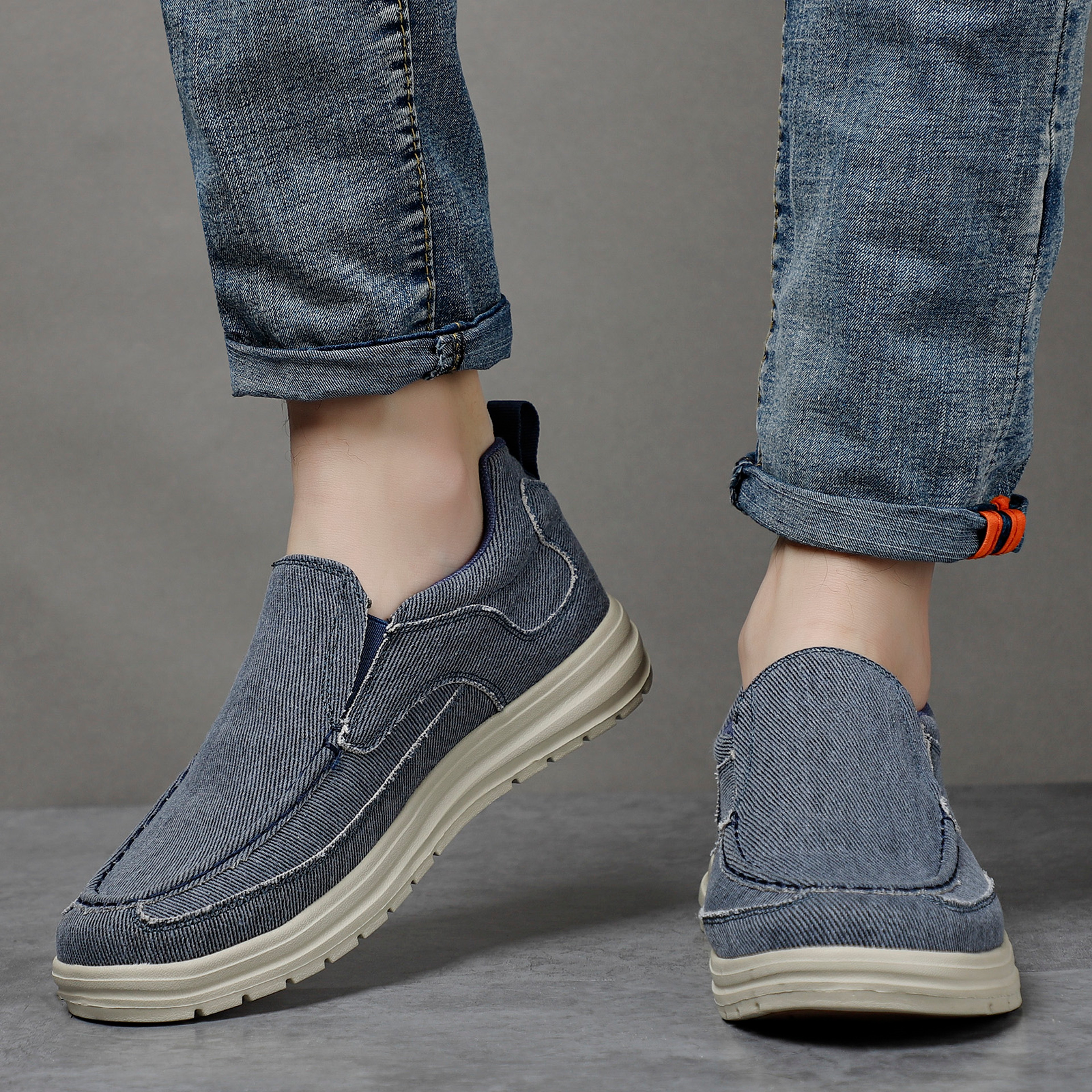 Mens Casual Canvas Shoes Breathable Loafers SlipOn Driving Sneakers Vulcanized Flats For Comfortabl 8