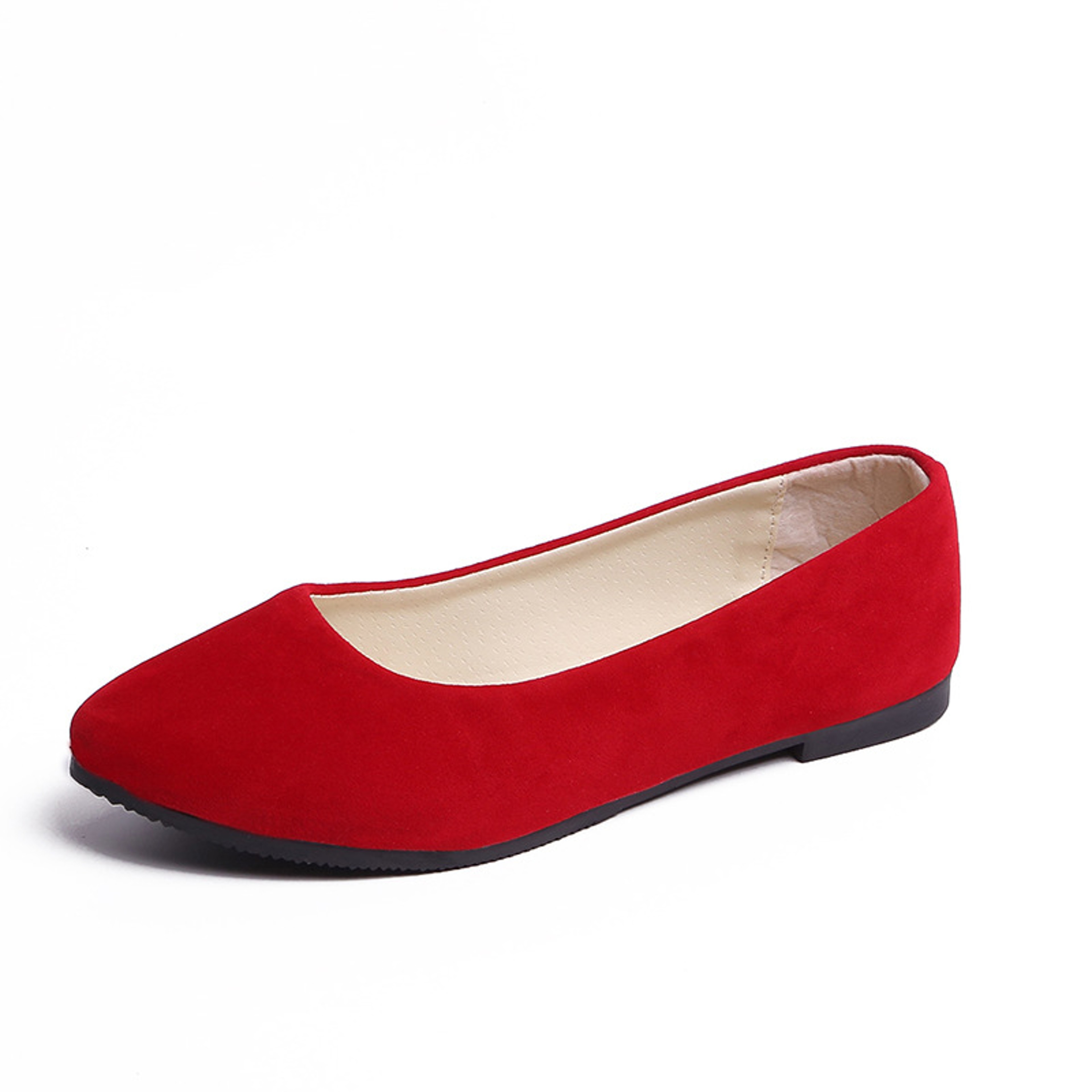 Spring Flock Ballet Flats Slip On Women Flats Shoes Candy Color Pointed Toe Female Loafers Large Si 10