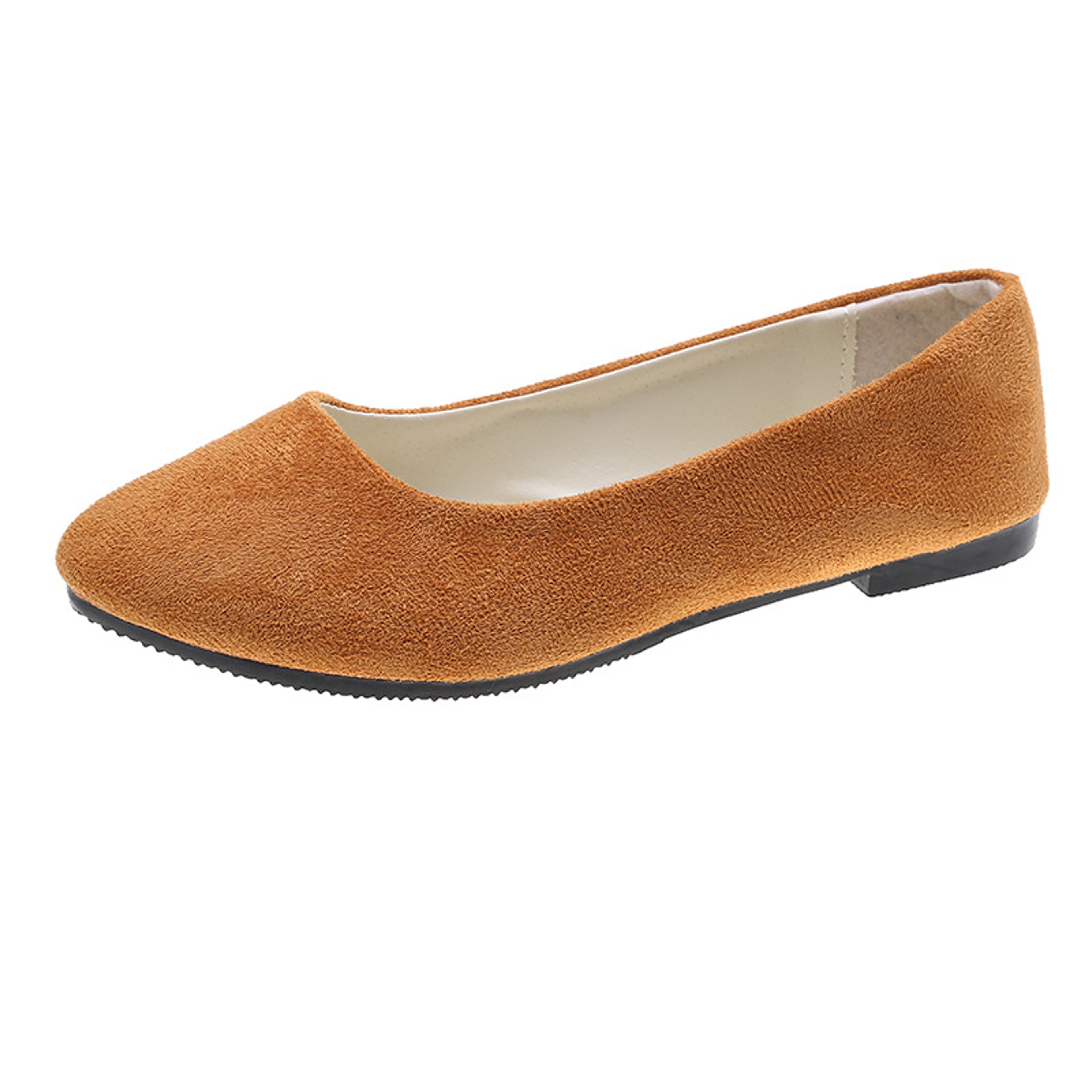 Spring Flock Ballet Flats Slip On Women Flats Shoes Candy Color Pointed Toe Female Loafers Large Si 17