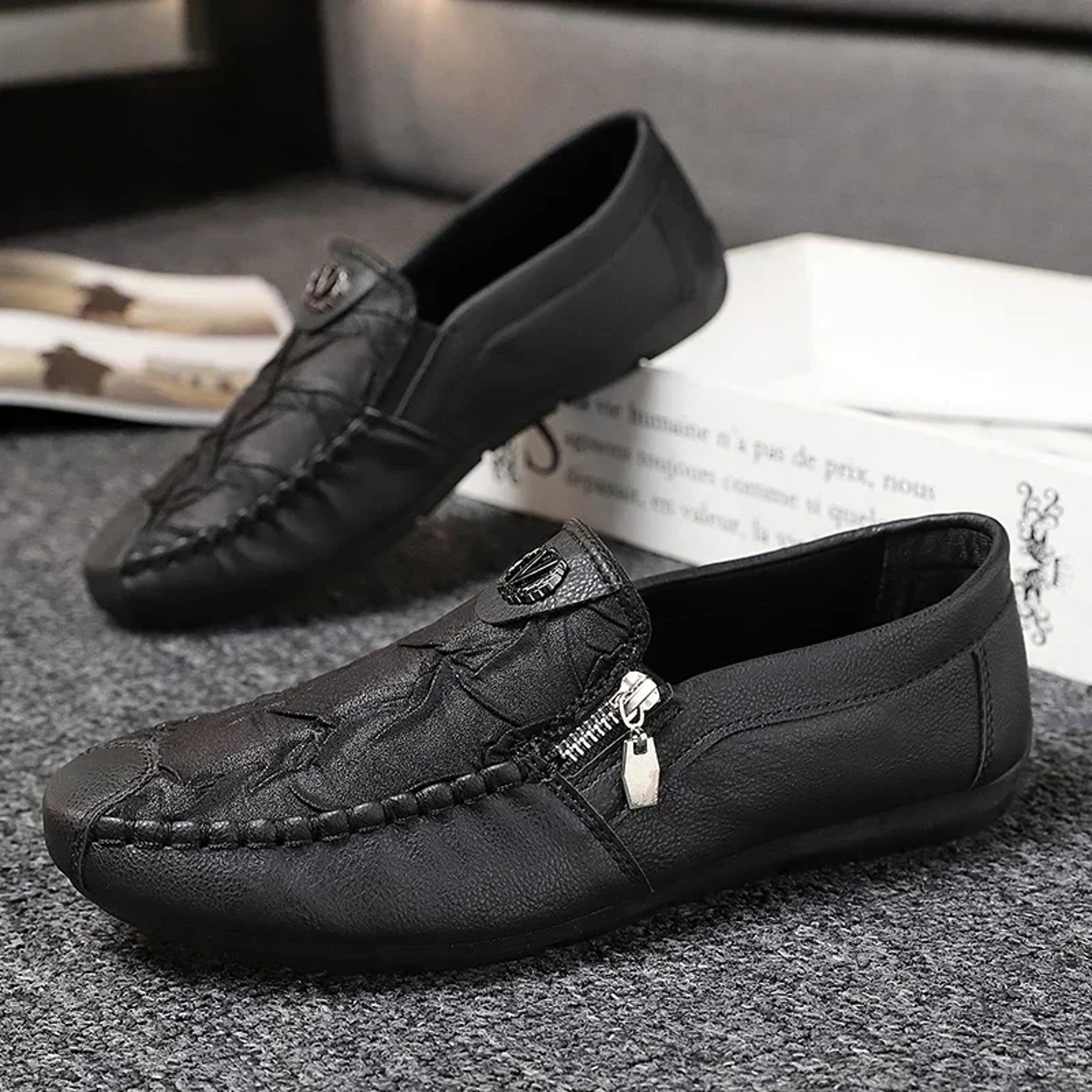 Outdoor Breathable Walking Shoes, Fashion Leather Men Casual Shoes, Lightweight Mens Loafers, Driving Shoes Sneakers – view 3