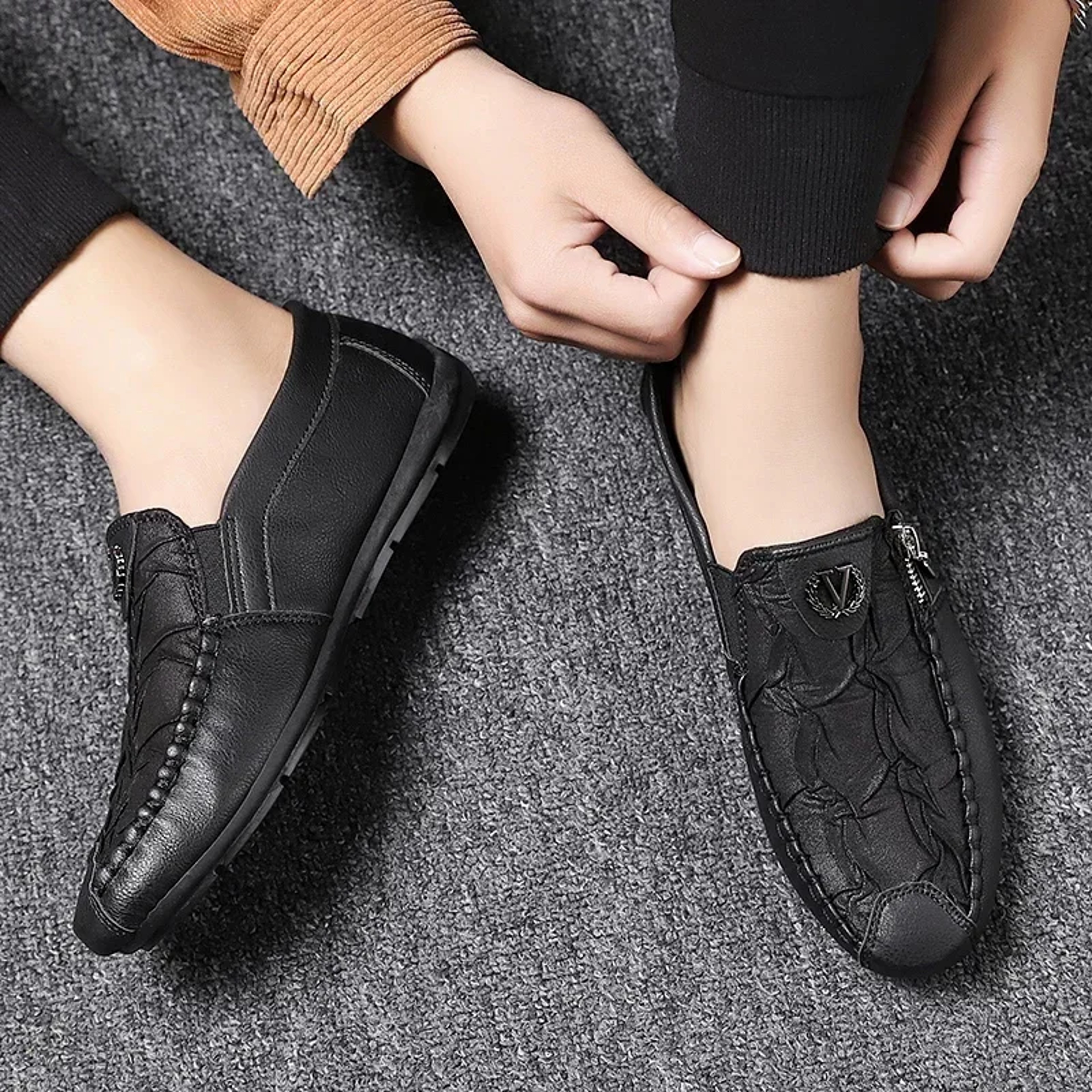 Outdoor Breathable Walking Shoes, Fashion Leather Men Casual Shoes, Lightweight Mens Loafers, Driving Shoes Sneakers – view 4