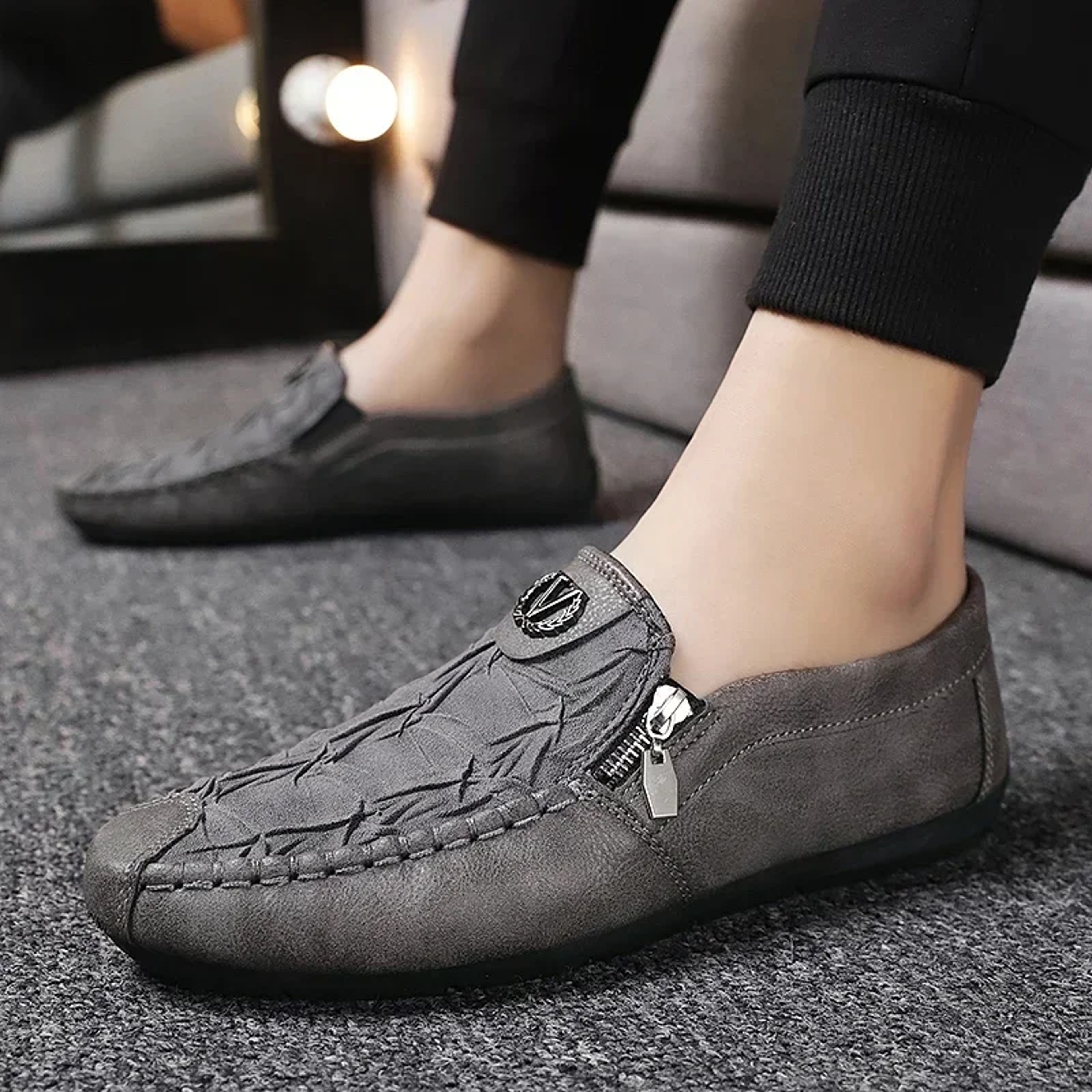 Outdoor Breathable Walking Shoes, Fashion Leather Men Casual Shoes, Lightweight Mens Loafers, Driving Shoes Sneakers – view 5