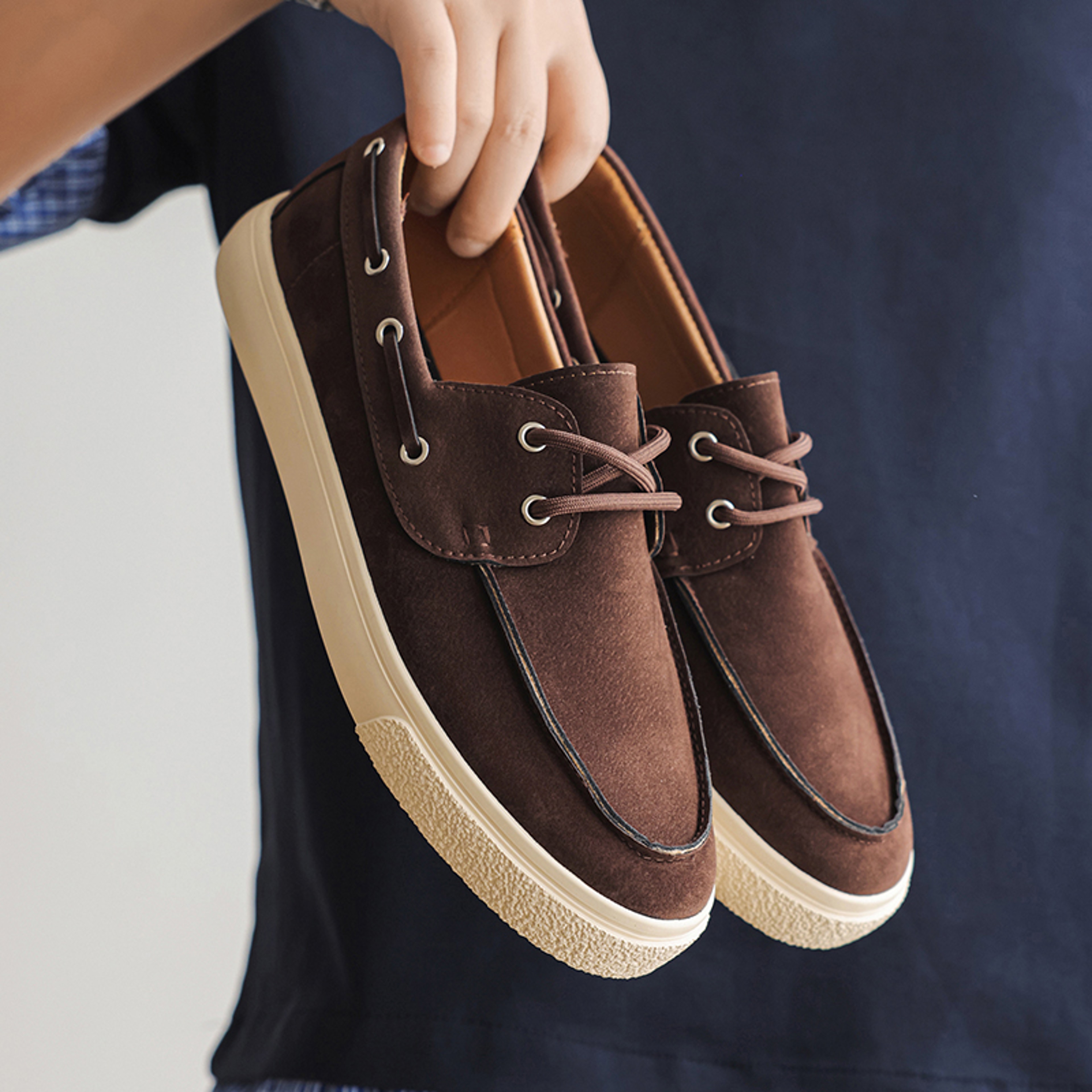 Handmade Suede Genuine Leather Men's Loafers, Fashion Casual Shoes, Slip-on Moccasins for Men – view 1