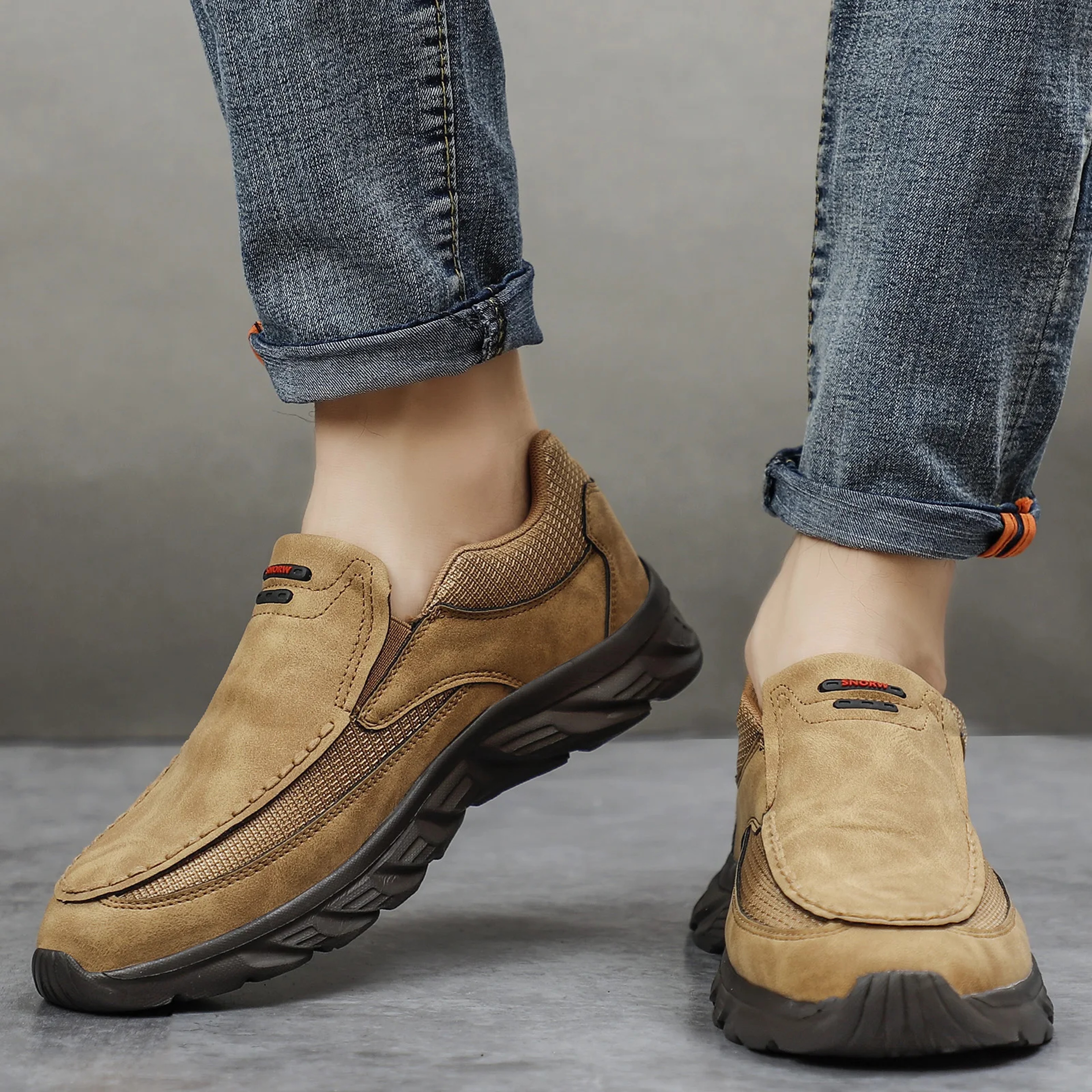 Breathable Loafers Men Sneakers, Men Leather Casual Shoes, Comfortable Leather Flat Sneakers – view 4