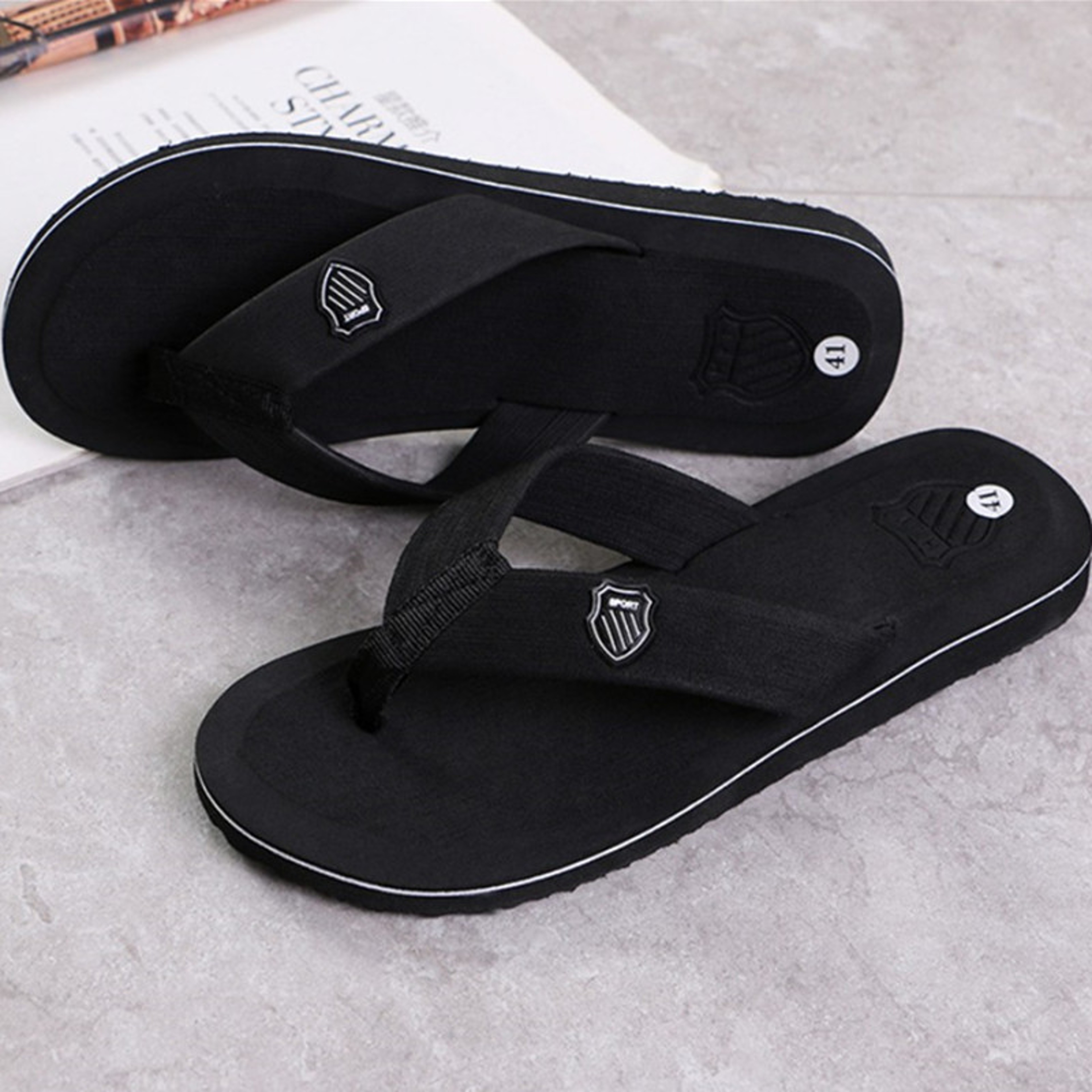 Summer NonSlip Flat Slides Mens Casual Flip Flops Fashion Beach Shoes Men Mens Slippers Indoor 6