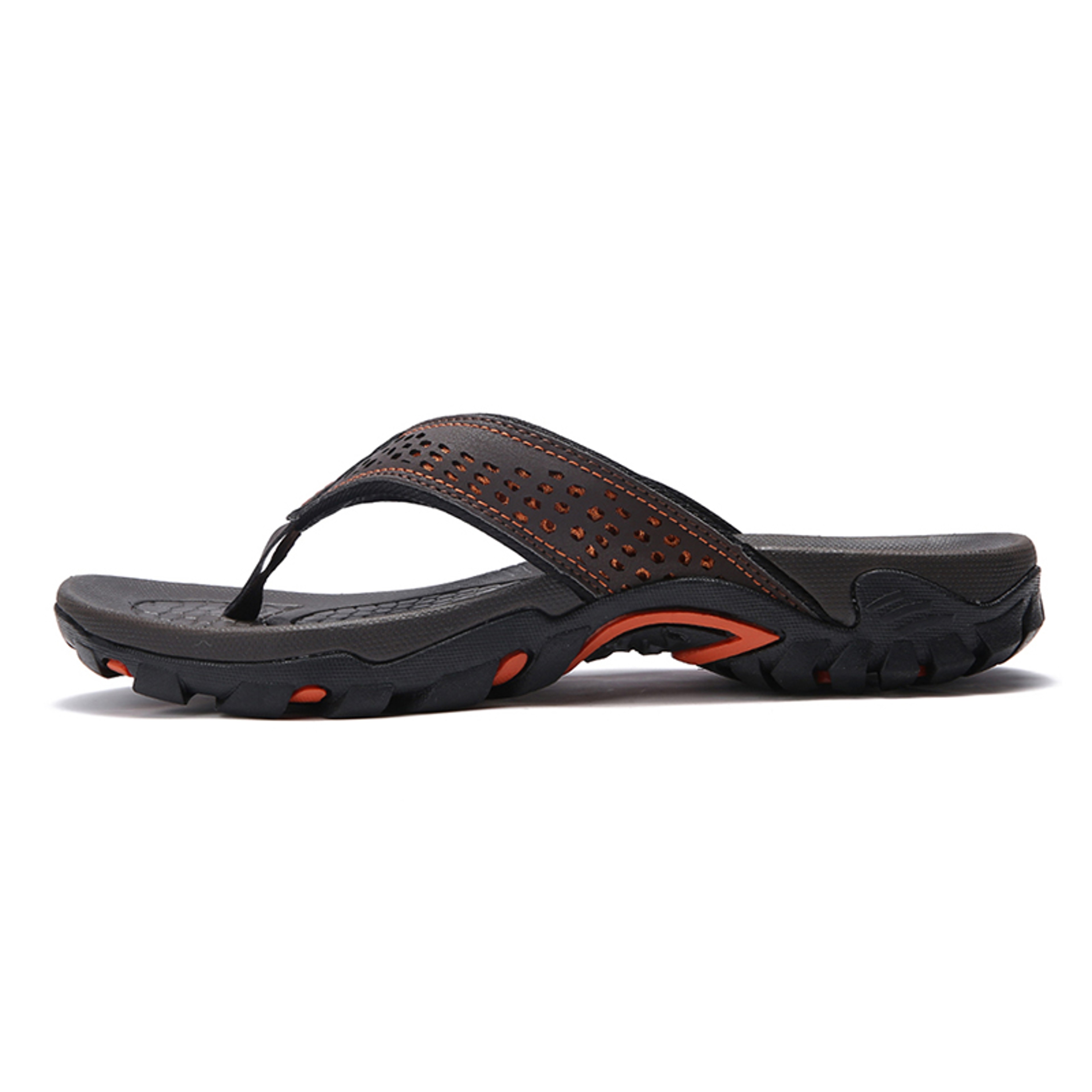 Jumpmore Flip Flops For Men PU Leather Beach Shoes Summer Outdoor Fashion Flat Sandals For Holidays