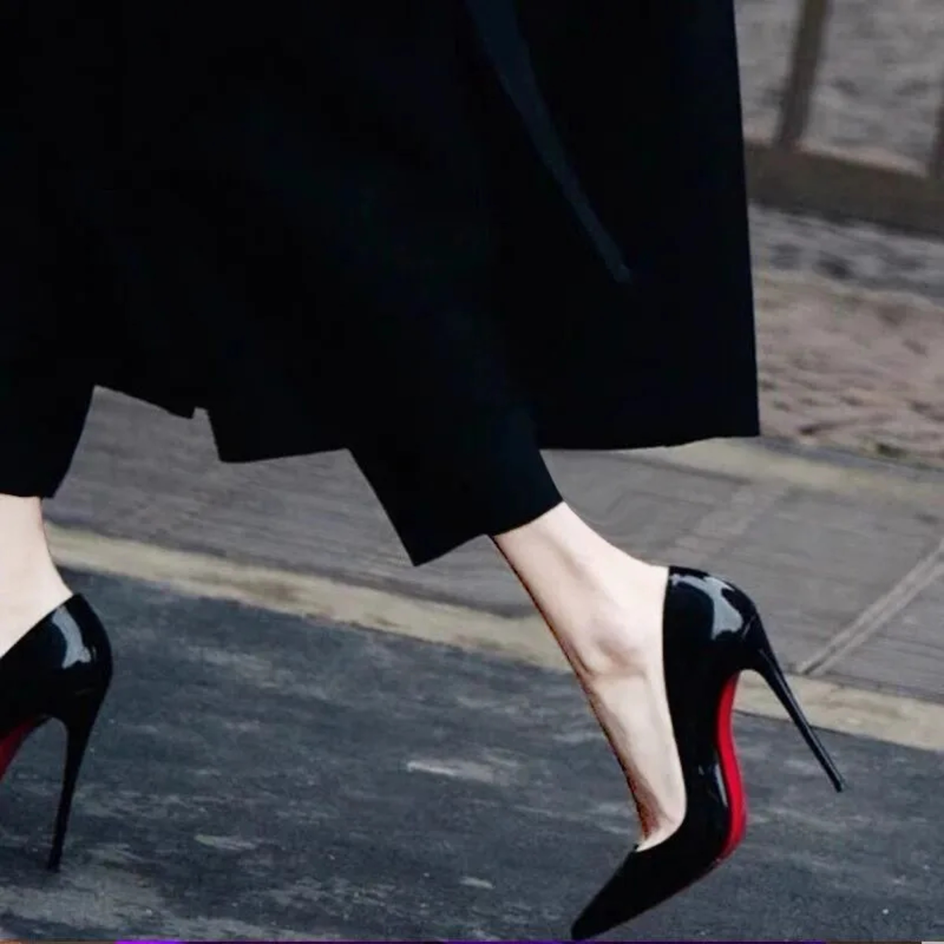 Sexy Black Red Sole High Heels Pointed Toe Stiletto Heel Shiny Patent Leather Womens Shoes For Spri 1