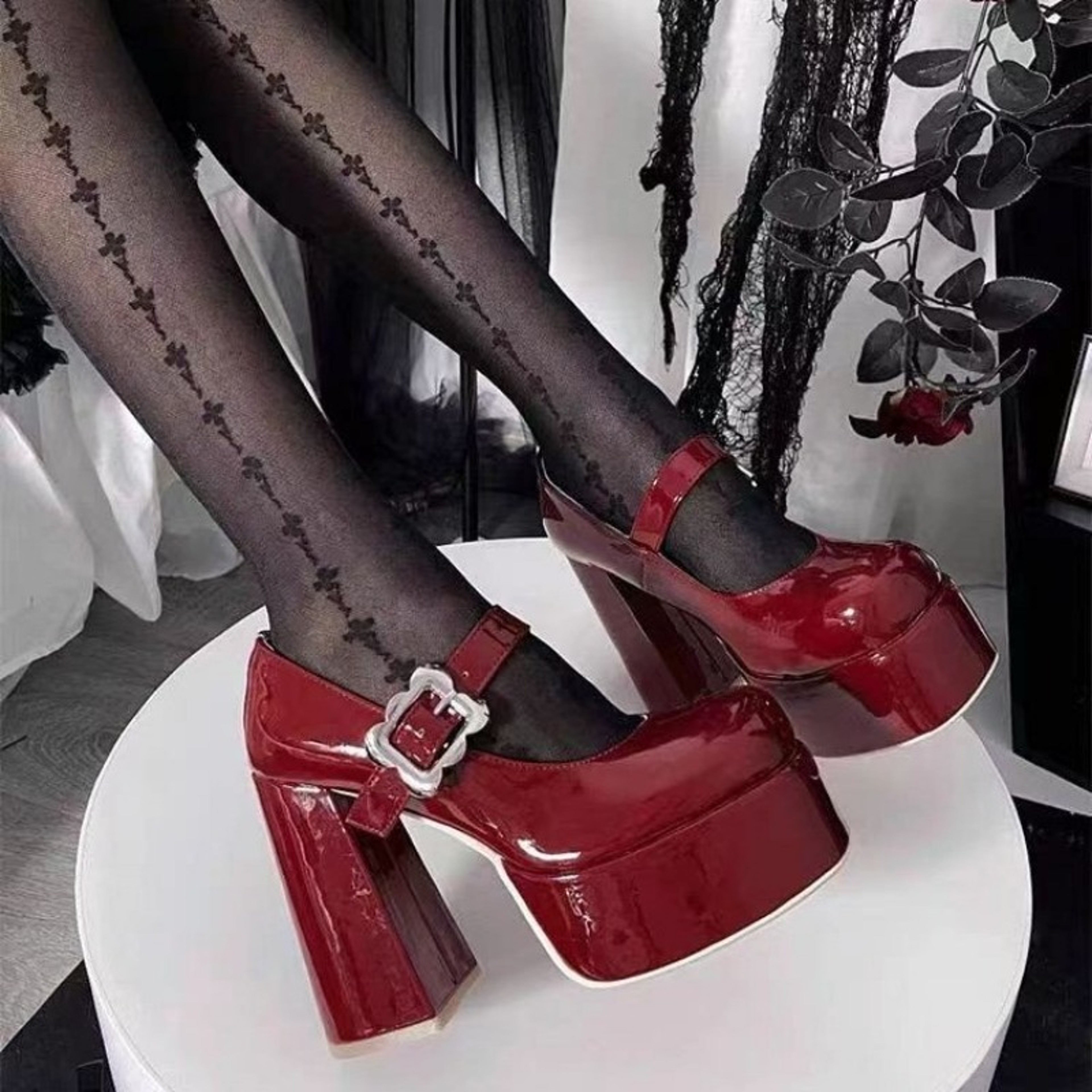 Waterproof Platform Mary Jane Womens Shoes Super High Heel Shoes Round Head Shallow Mouth 4