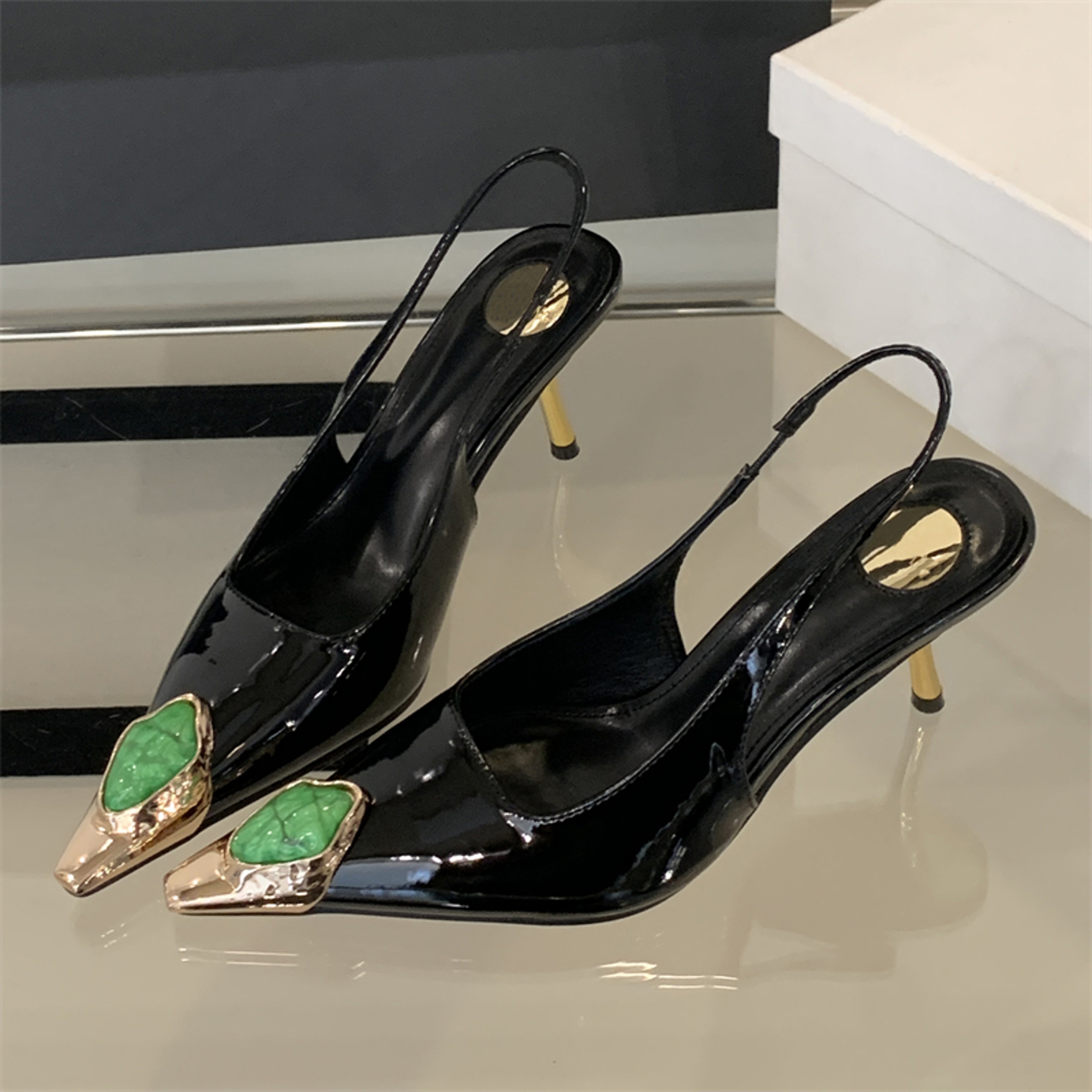Elegant Sexy Thin Heels, Street Style Design Inlay Diamonds, Woman Pumps Sandals – view 7