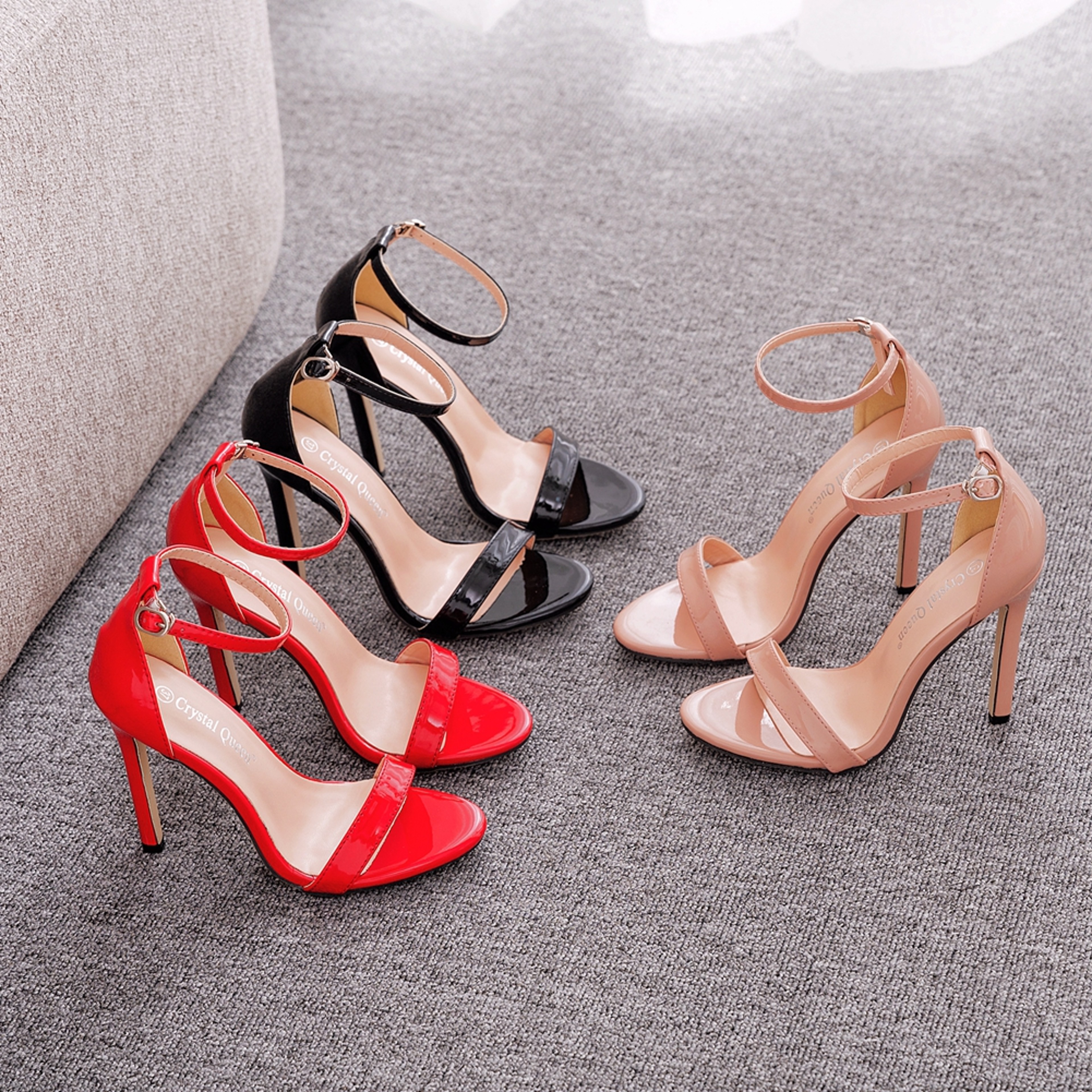 Sexy Black Women Crystal Queen Dress Sandals Spike High Heel Fashion Lady Party Shoes In Plus Big S 5