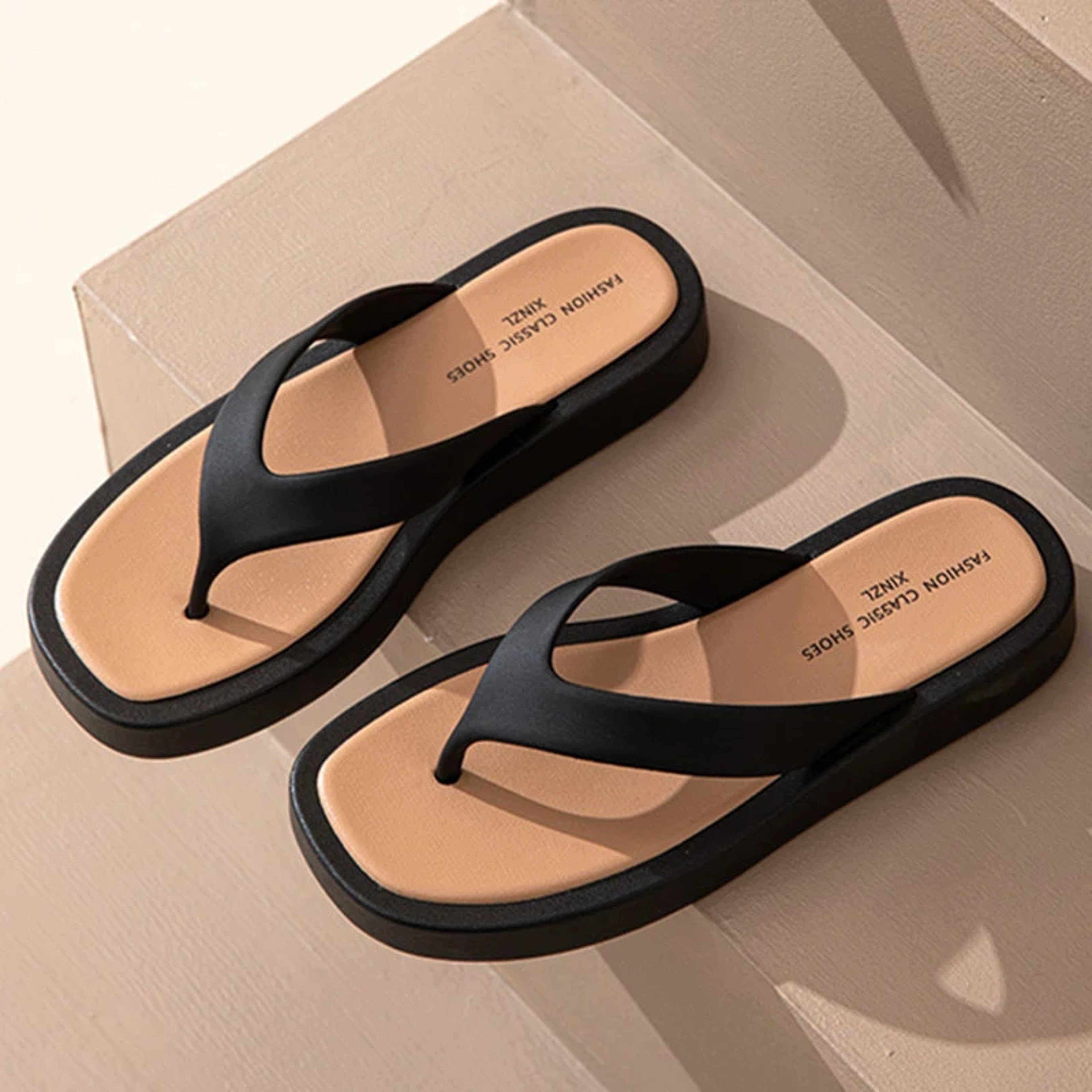 Platform Flip Flops Women Classic BlackWhite Mixed Color Thick Bottom Thong Slippers 2