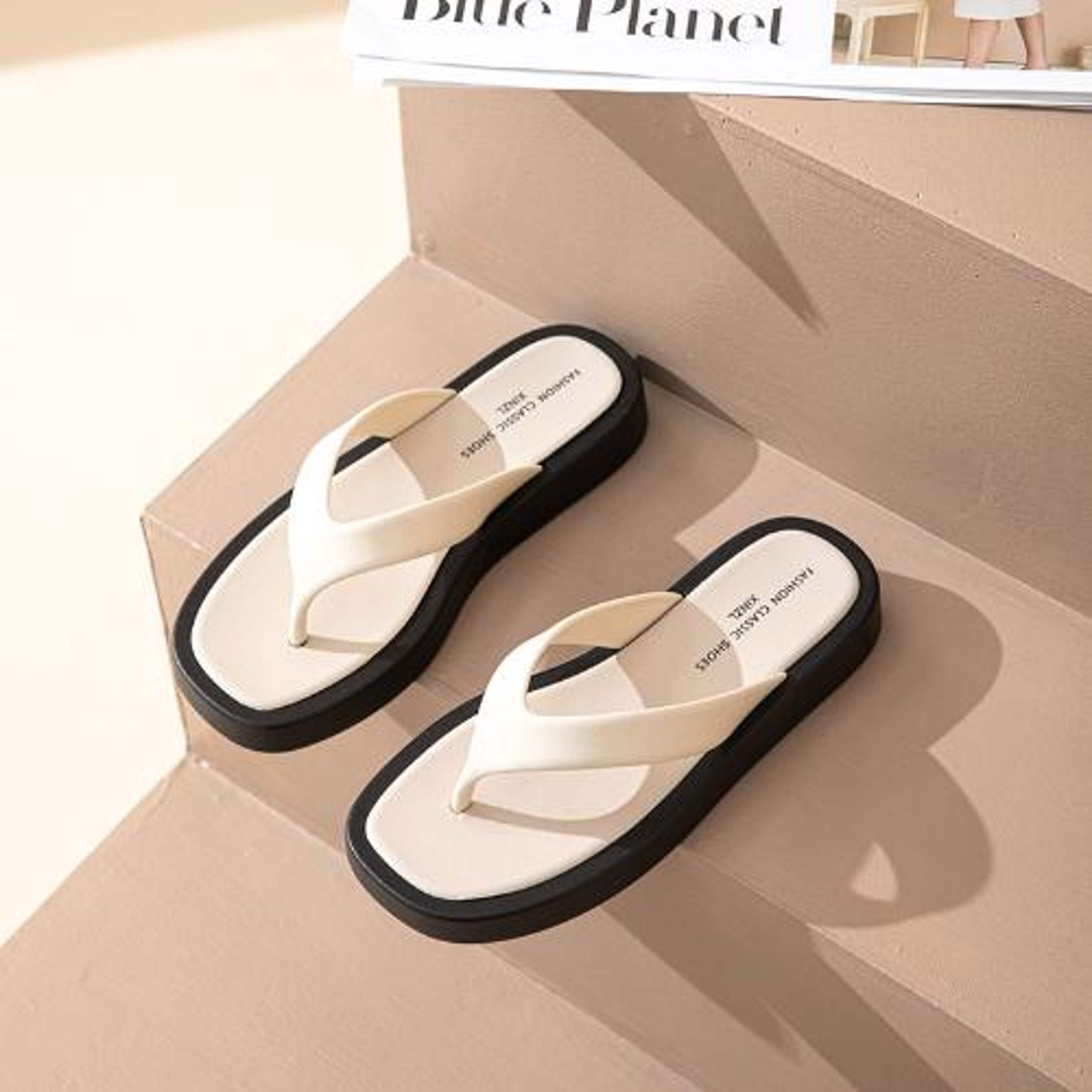 Platform Flip Flops Women Classic BlackWhite Mixed Color Thick Bottom Thong Slippers 3