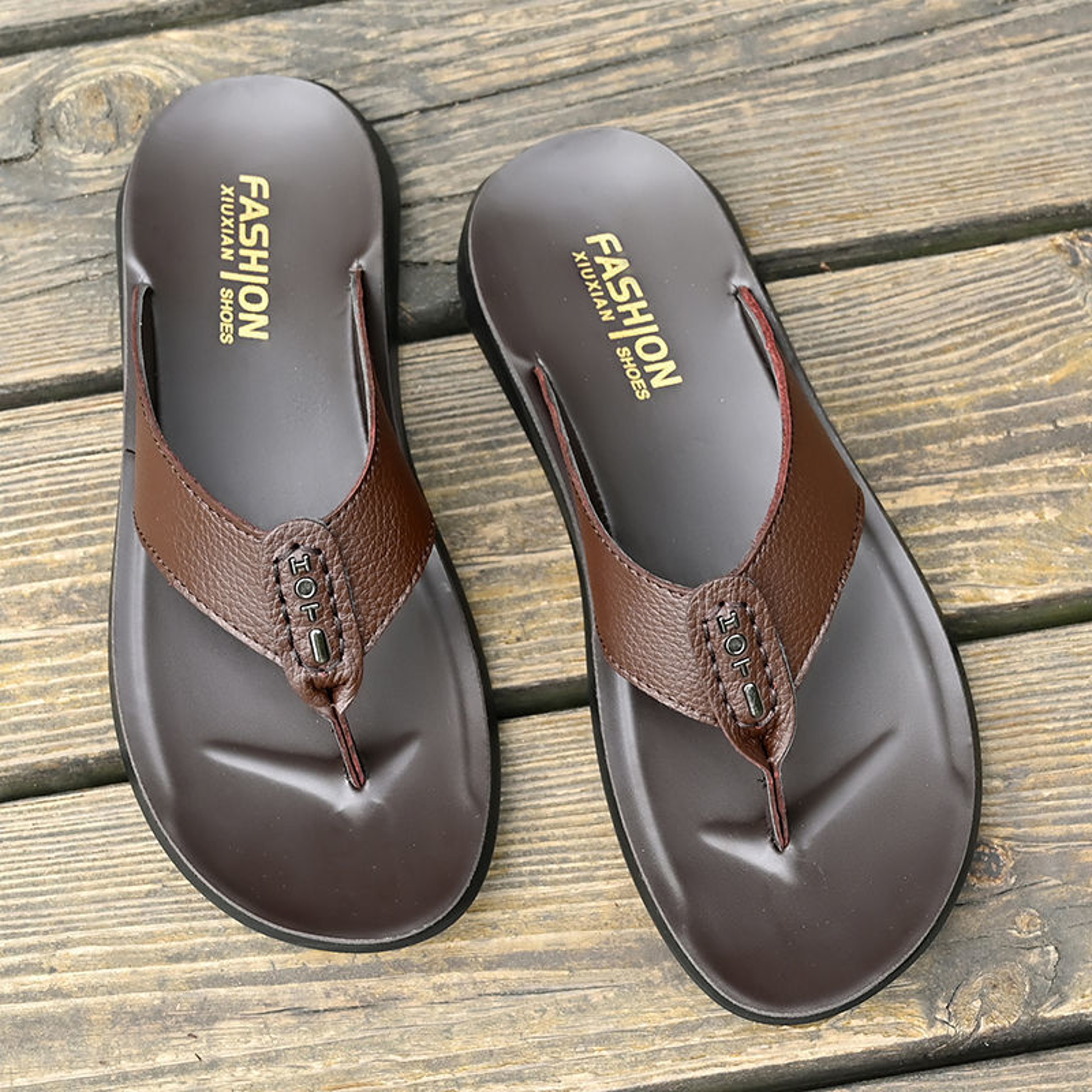 High Quality Genuine Leather Men Slippers, Hot Sale Summer Beach Sandals, Casual Men Shoes, Soft Soled Flip Flops – view 3