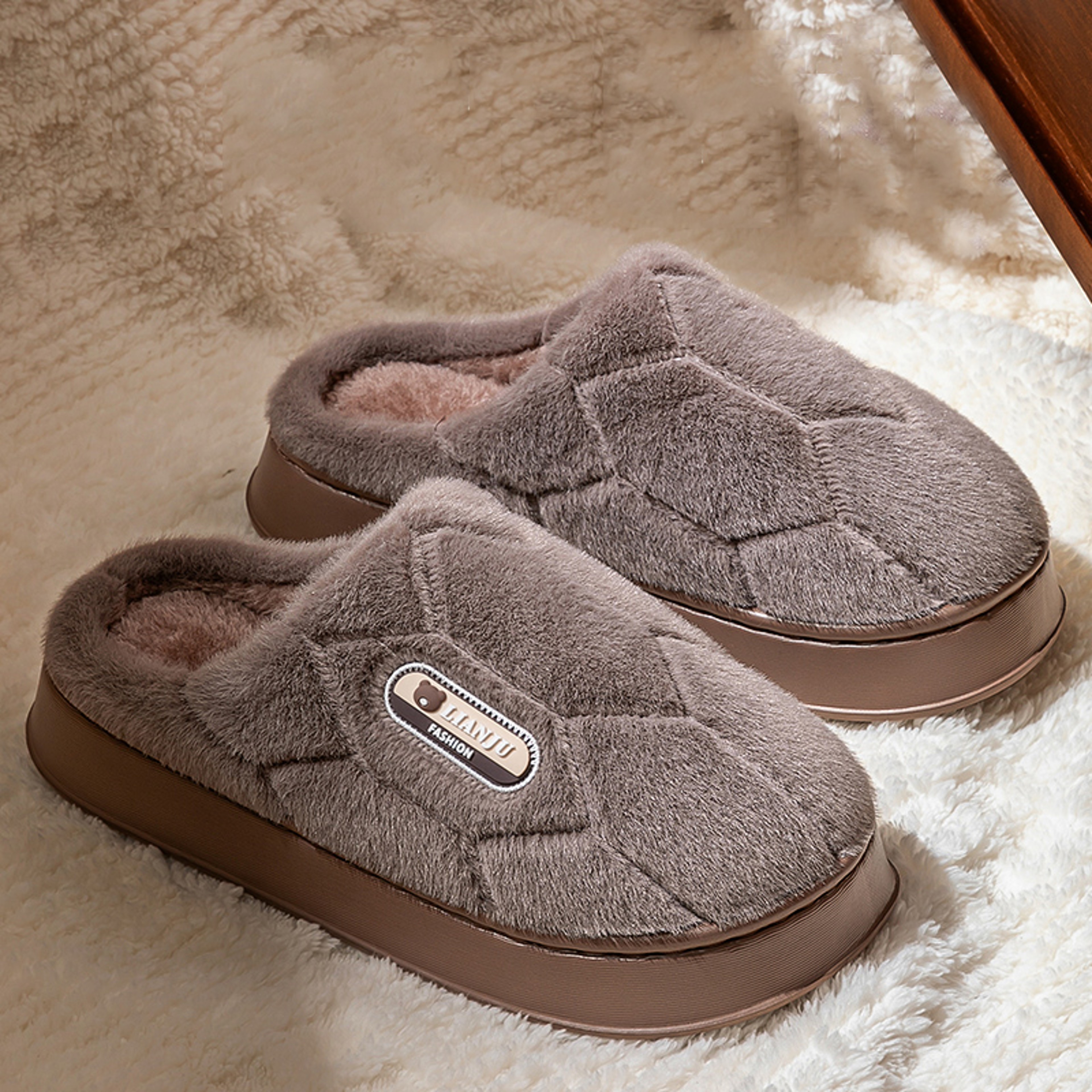 Nonslip Trend Winter Indoor Flip Flops Warm Slippers For Men And Women Soft Casual Home Slides 0