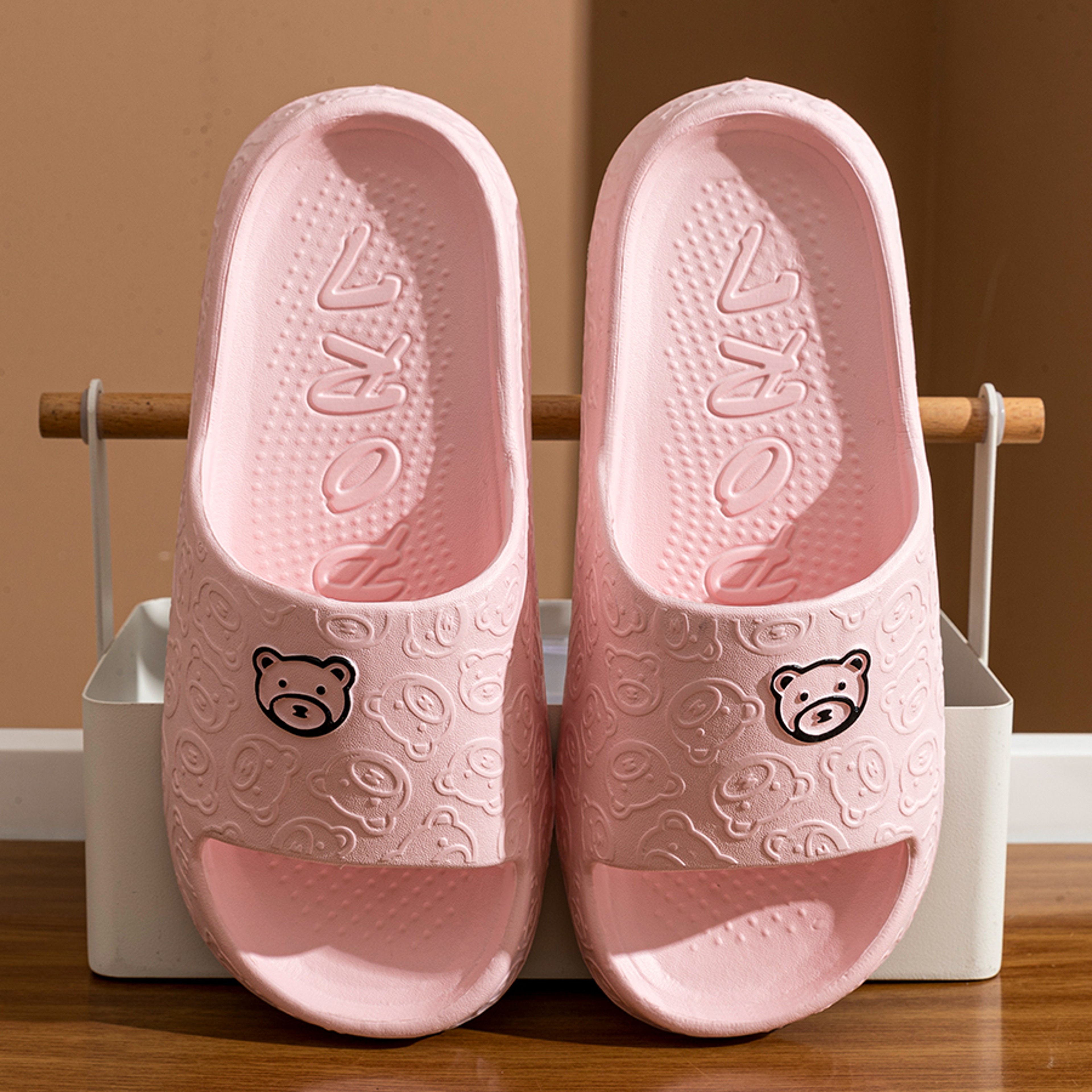 Soft Cartoon Sandals Printting Cute Bear Women Slippers Antislip Bathroom Shoes 5