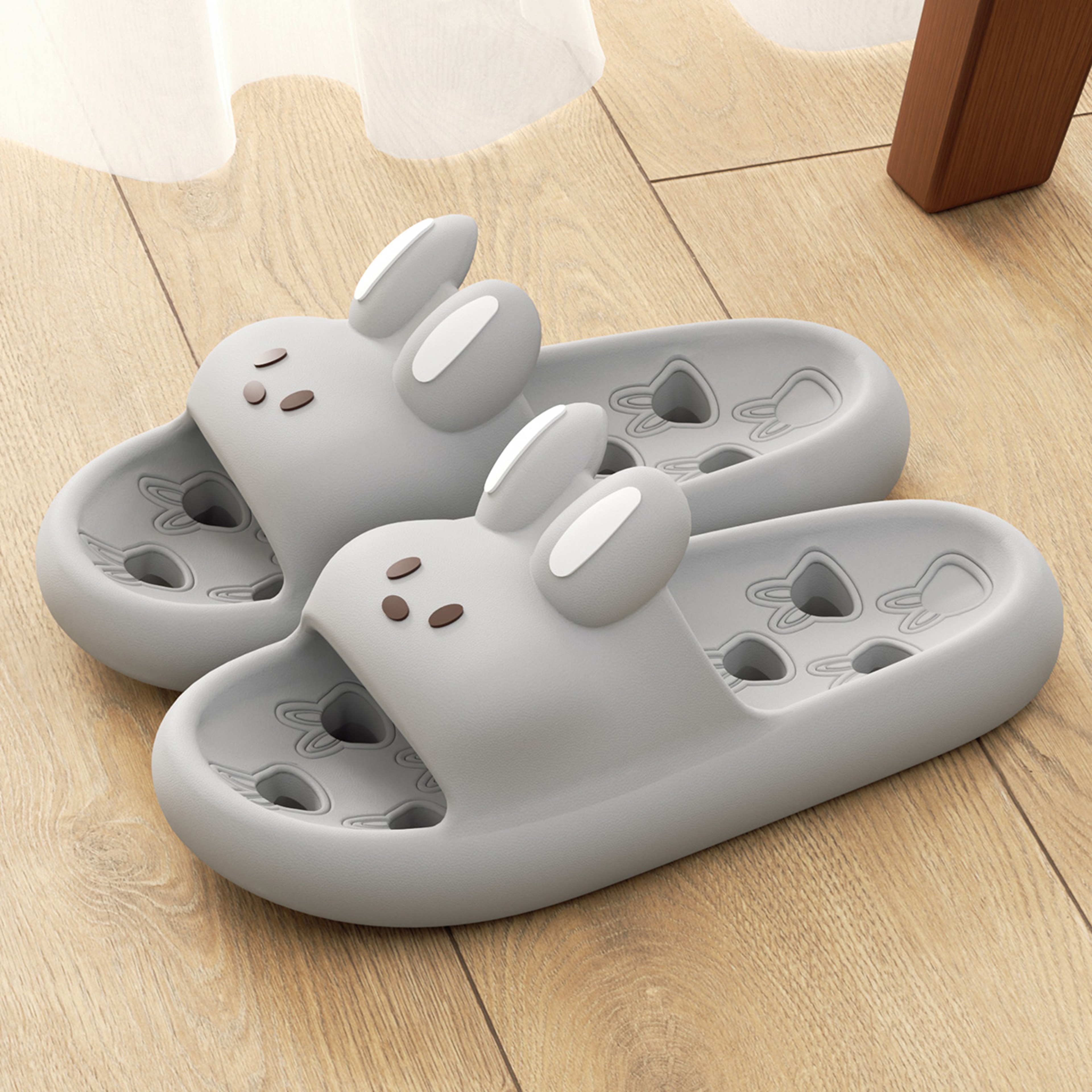 Cute NonSlip Cartoon Women Bathroom Slippers Fashion Leaky Sandals Thick Bottom Slides Quick Drying 4