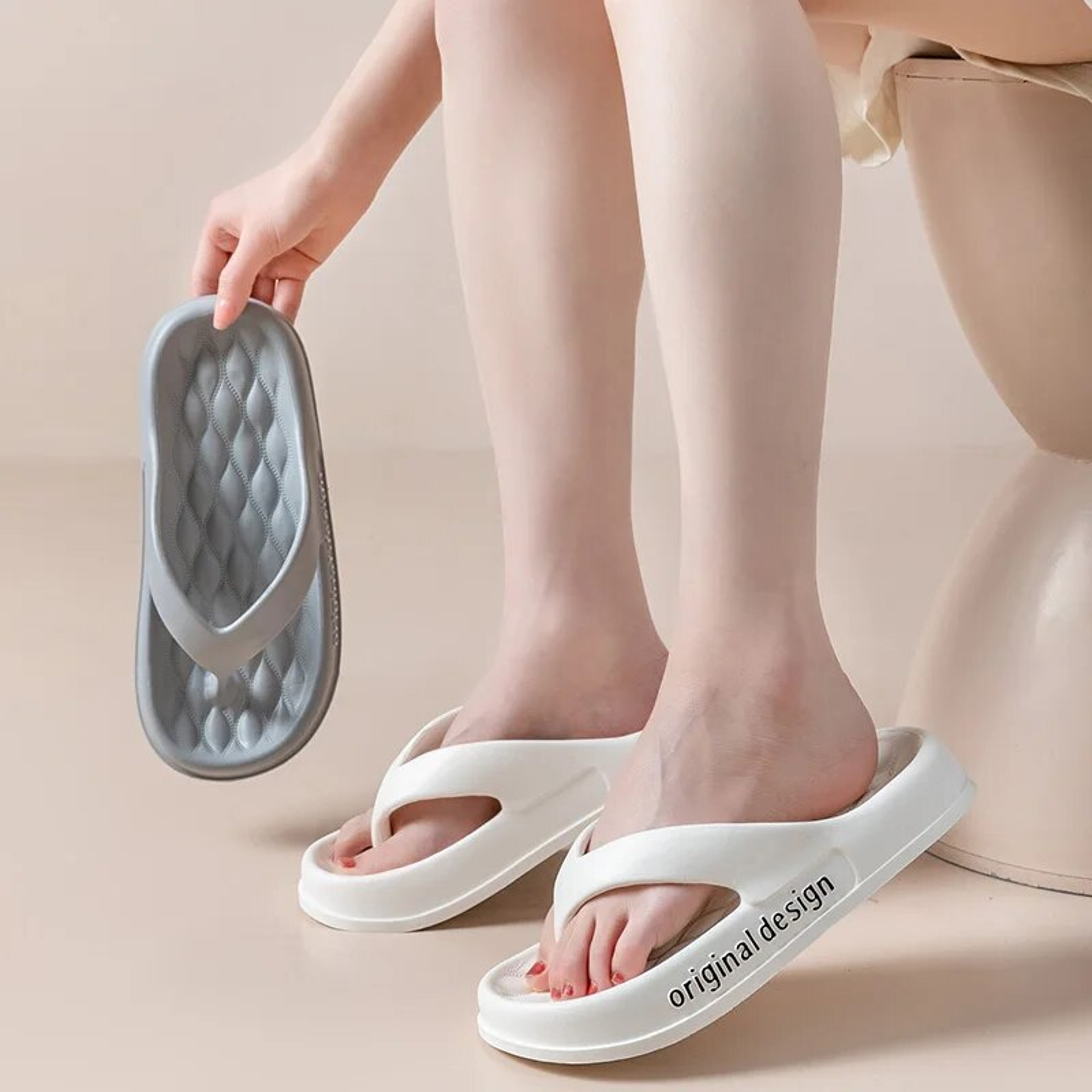 Women's Non-slip Platform Slippers, Solid Color Indoor Flip Flops, Stylish Women's Footwear for Relaxation – view 3