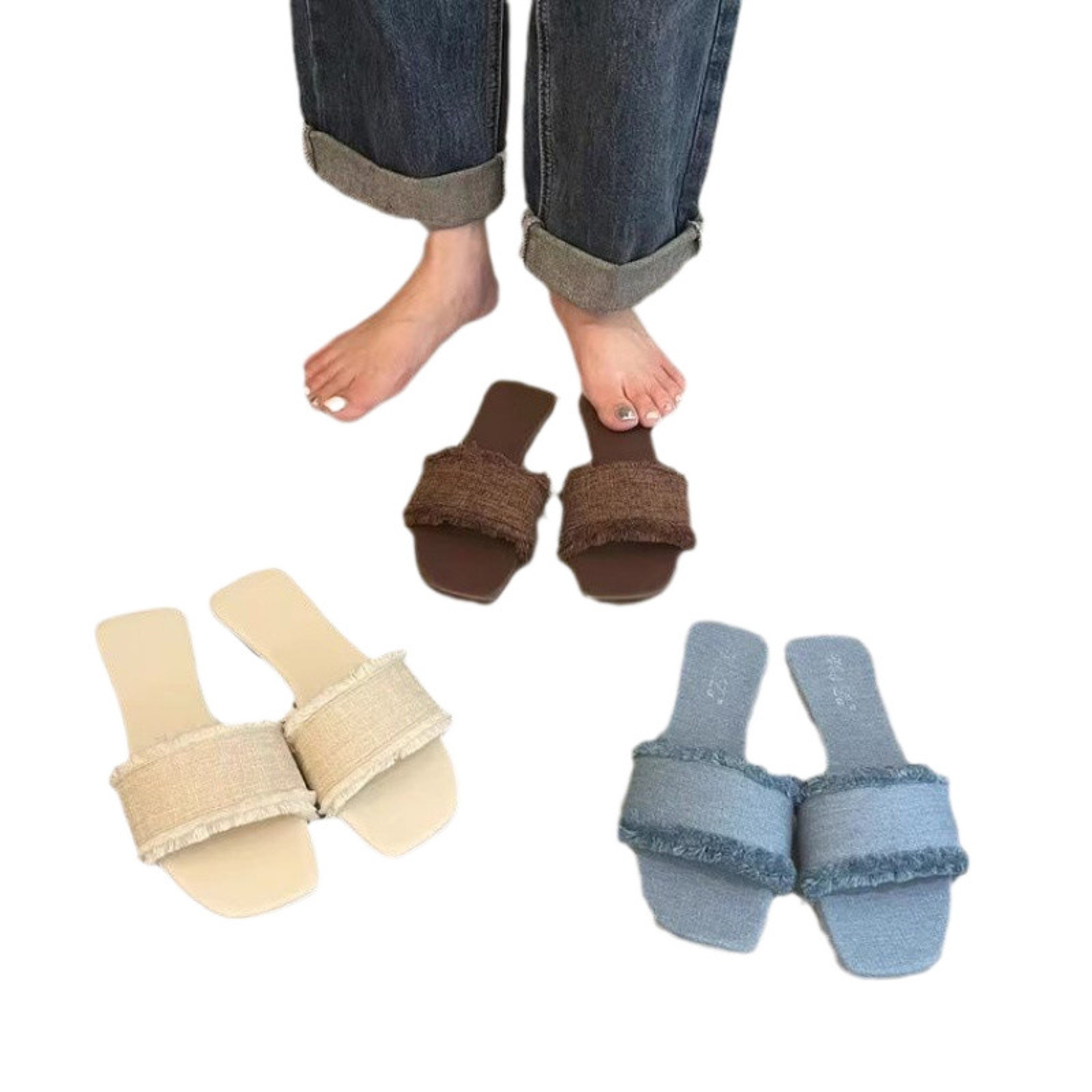Casual Flip Flops Womens Slippers Solid Color Opentoe Set Foot Sandals Summer Beach Flat Slides Ind 8