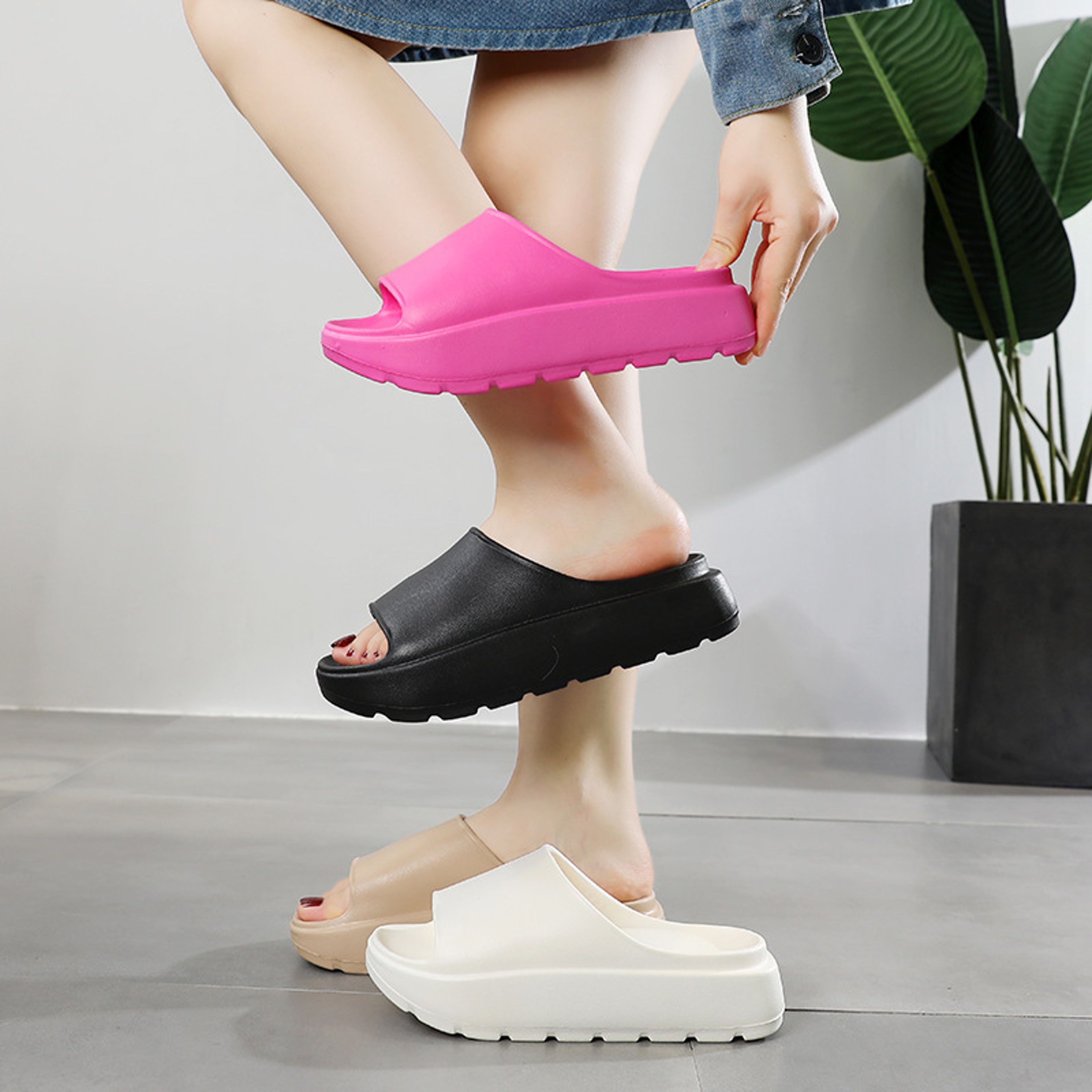 Women Summer Beach Slippers Thick Sole EVA Platform Flip Flops Lightweight NonSlip Bathroom Slides 8