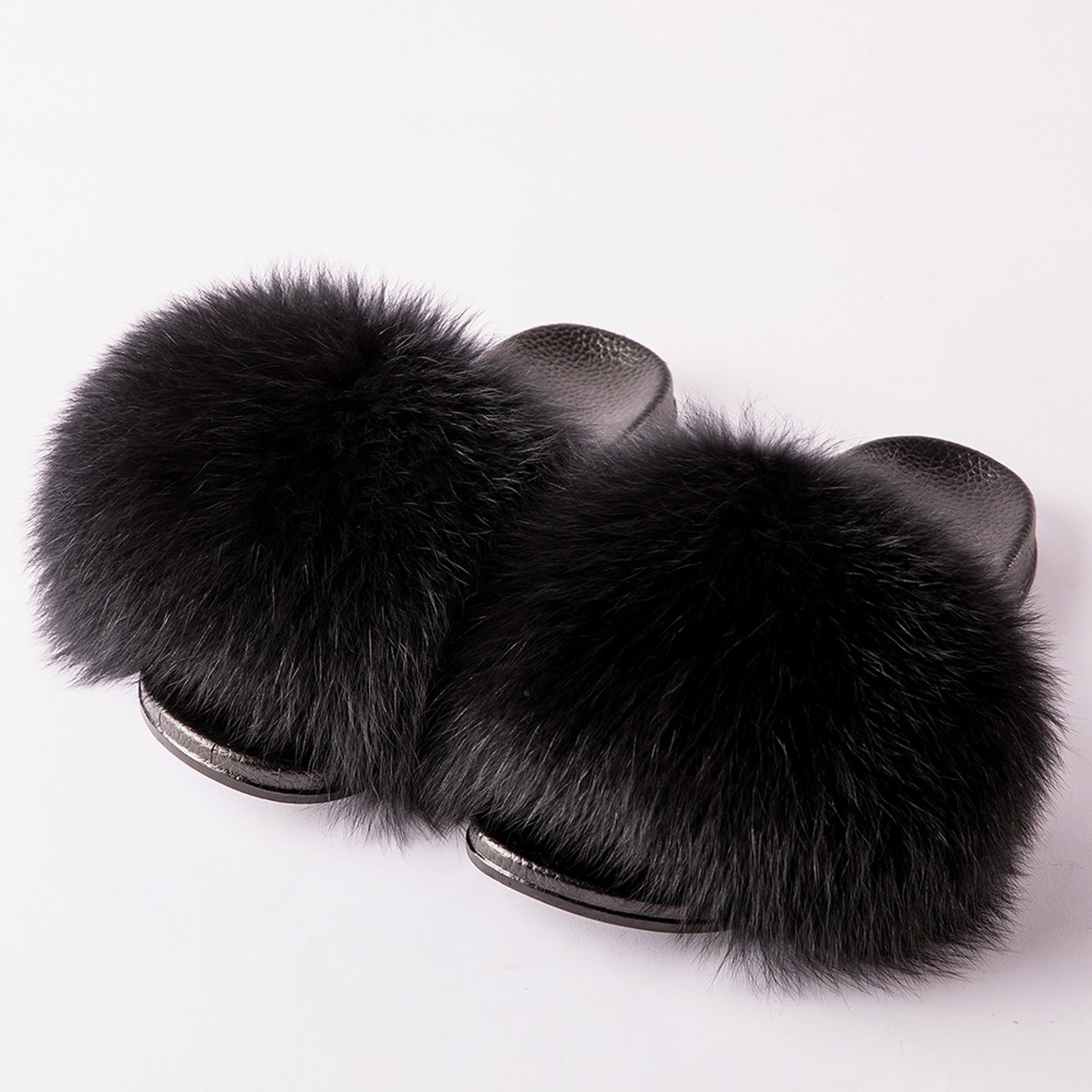 Luxury Fox Fur Slides For Women Designer Sandals Summer Furry Slippers Flip Flops Shoes Plus Size S