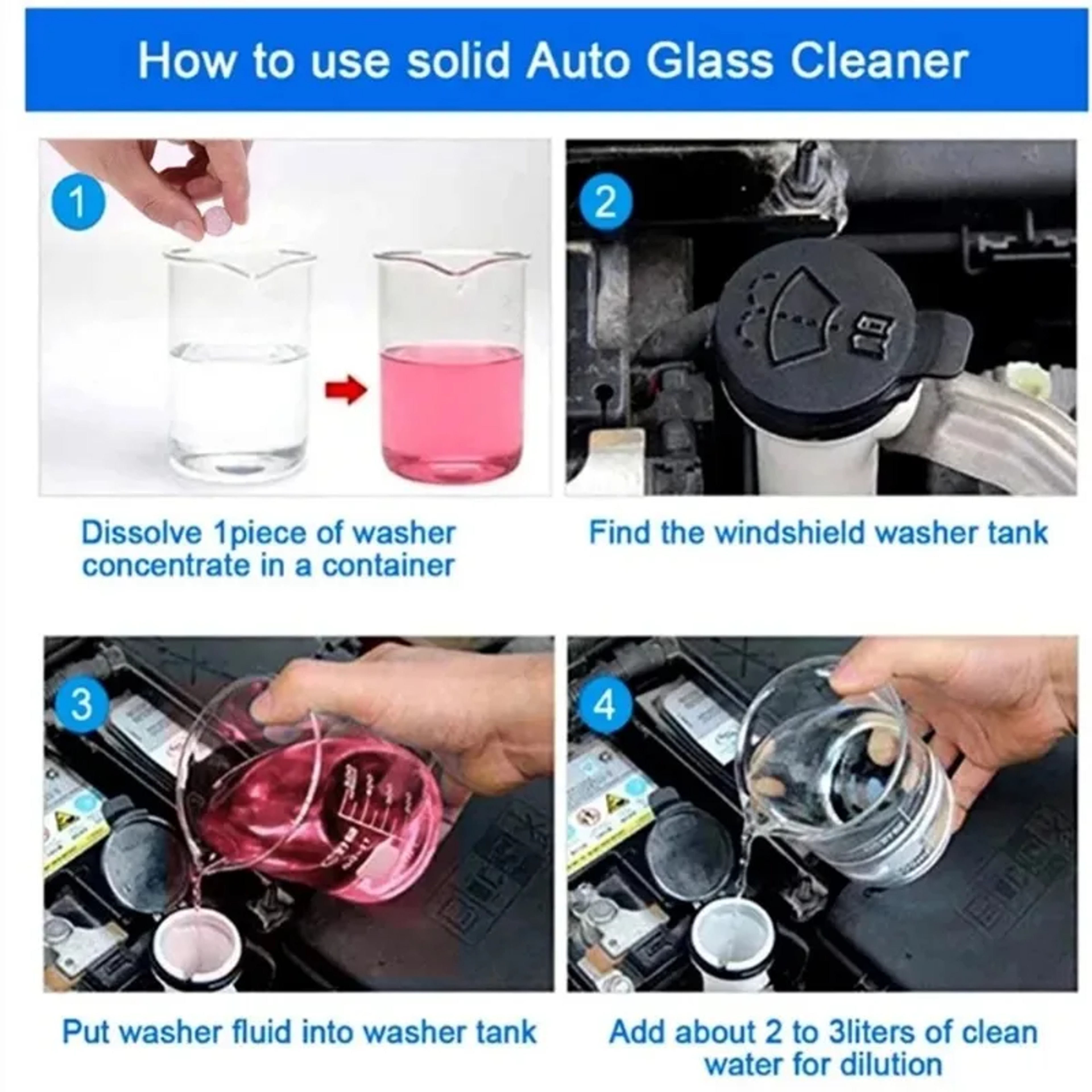Car Effervescent Washer Fluid Tablets Concentrated Windshield Glass Cleaner 3