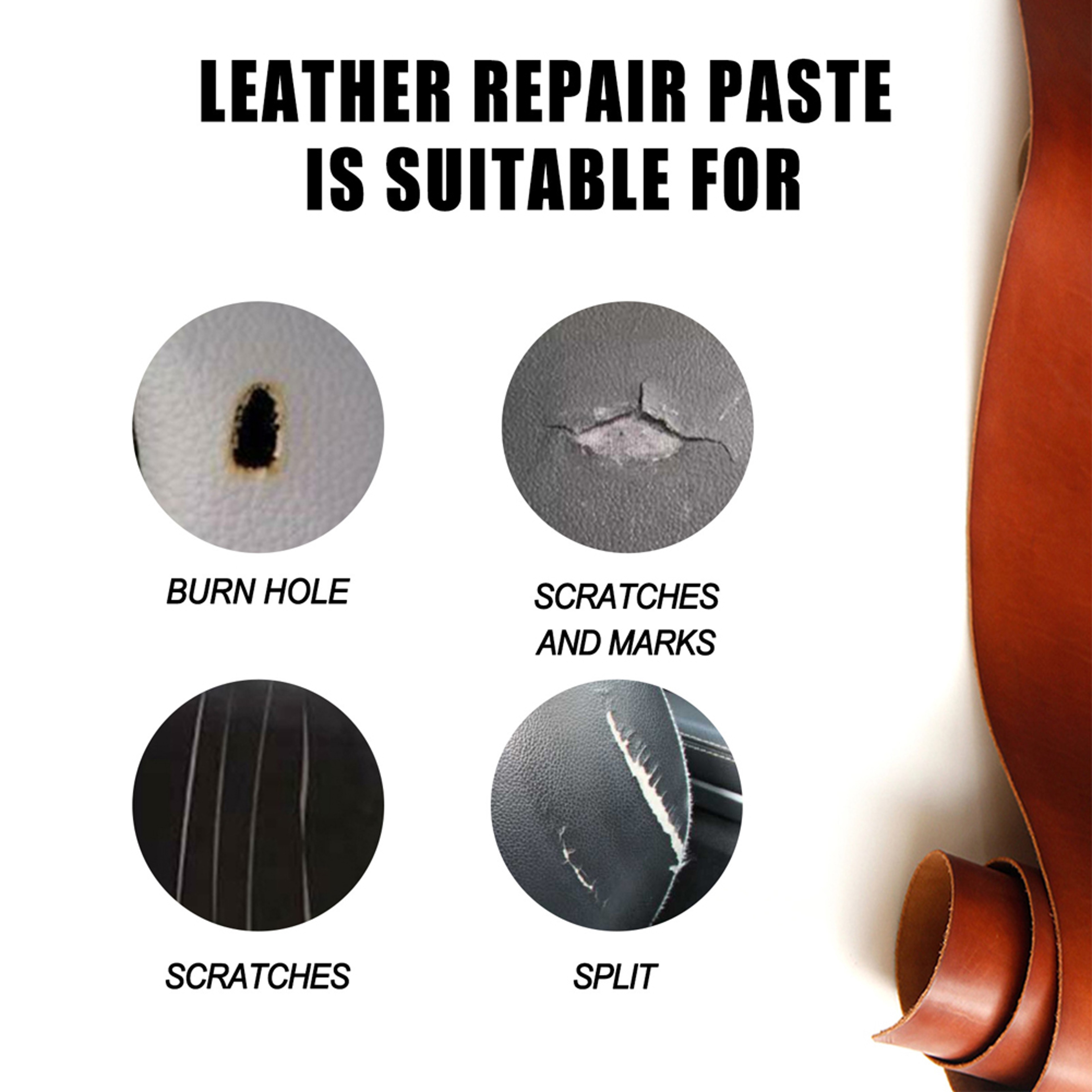 Leather Repair Cream Filling Paste Auto Leather Car Repair Fix Cracks  Scratches 5