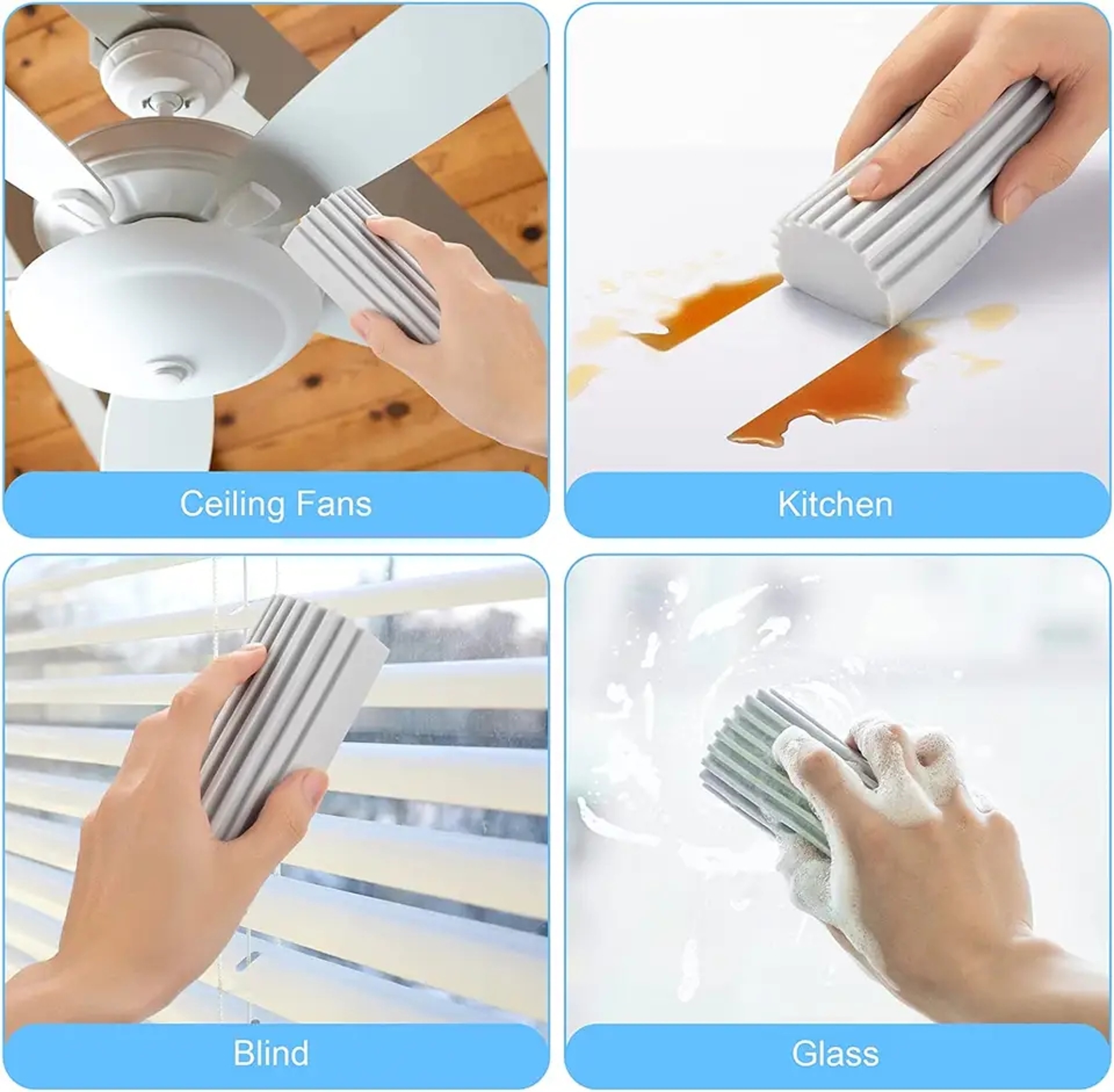 Reusable Dusters for Cleaning Blinds, Car Magical Dust Cleaning Sponge, Baseboard Cleaner Duster Sponge Tool – view 5