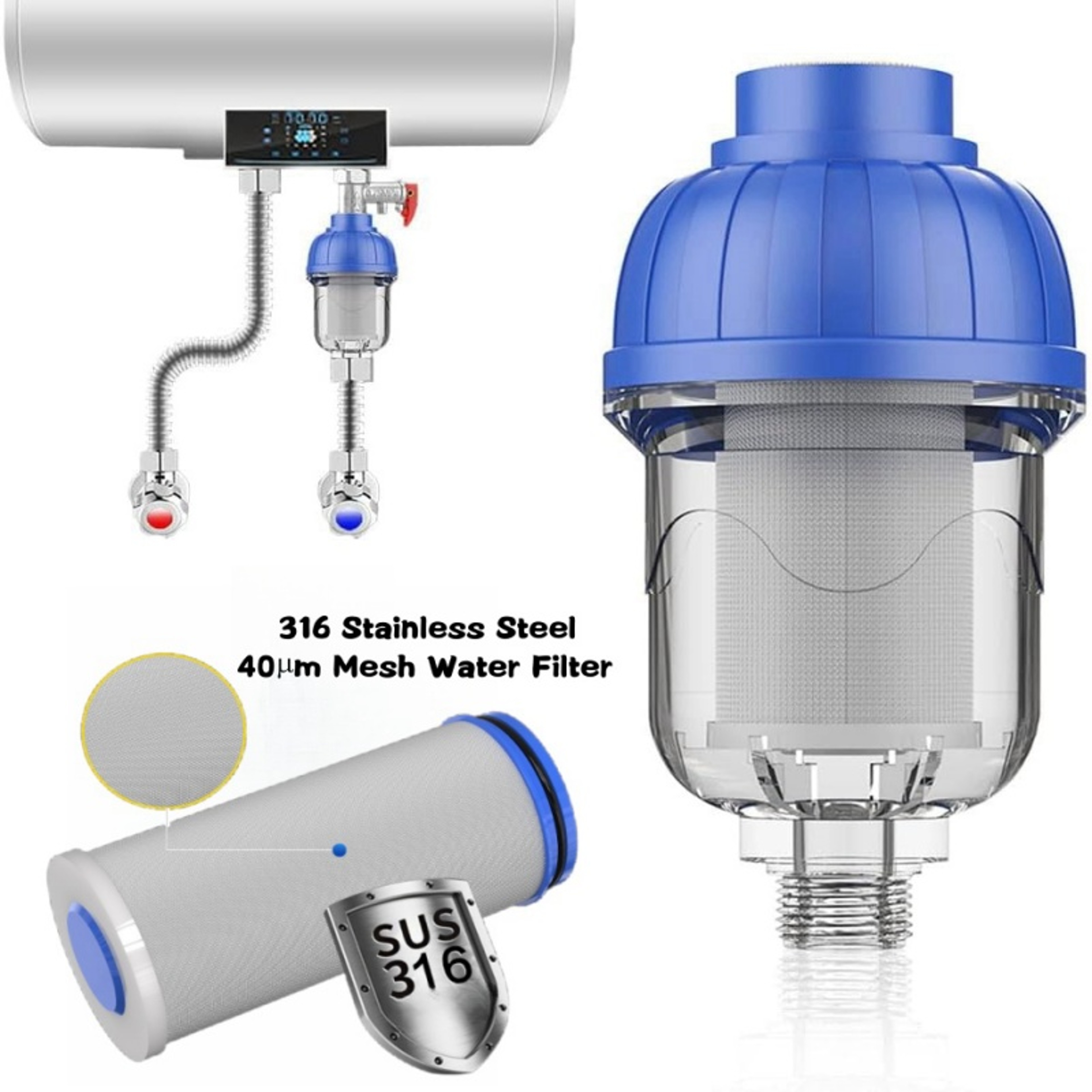 Prefilter Stainless Purifier Water Heater Shower Head Filter Washing Machine Tap Scale Strainer 0