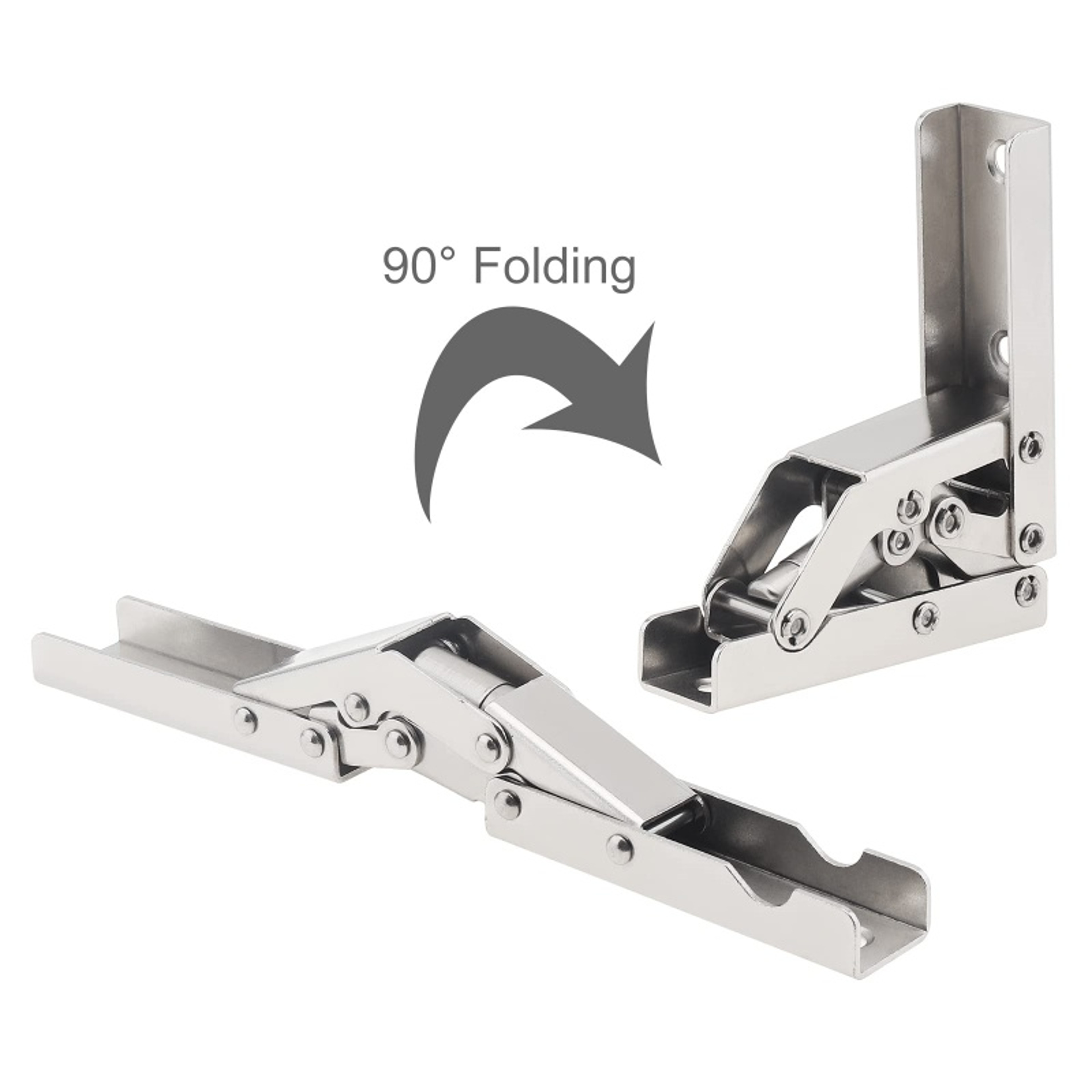 Folding Door/Shelf Hinge Hidden Bracket, Flat Sprung Folding Hinges, Table Holder Furniture Parts – view 3