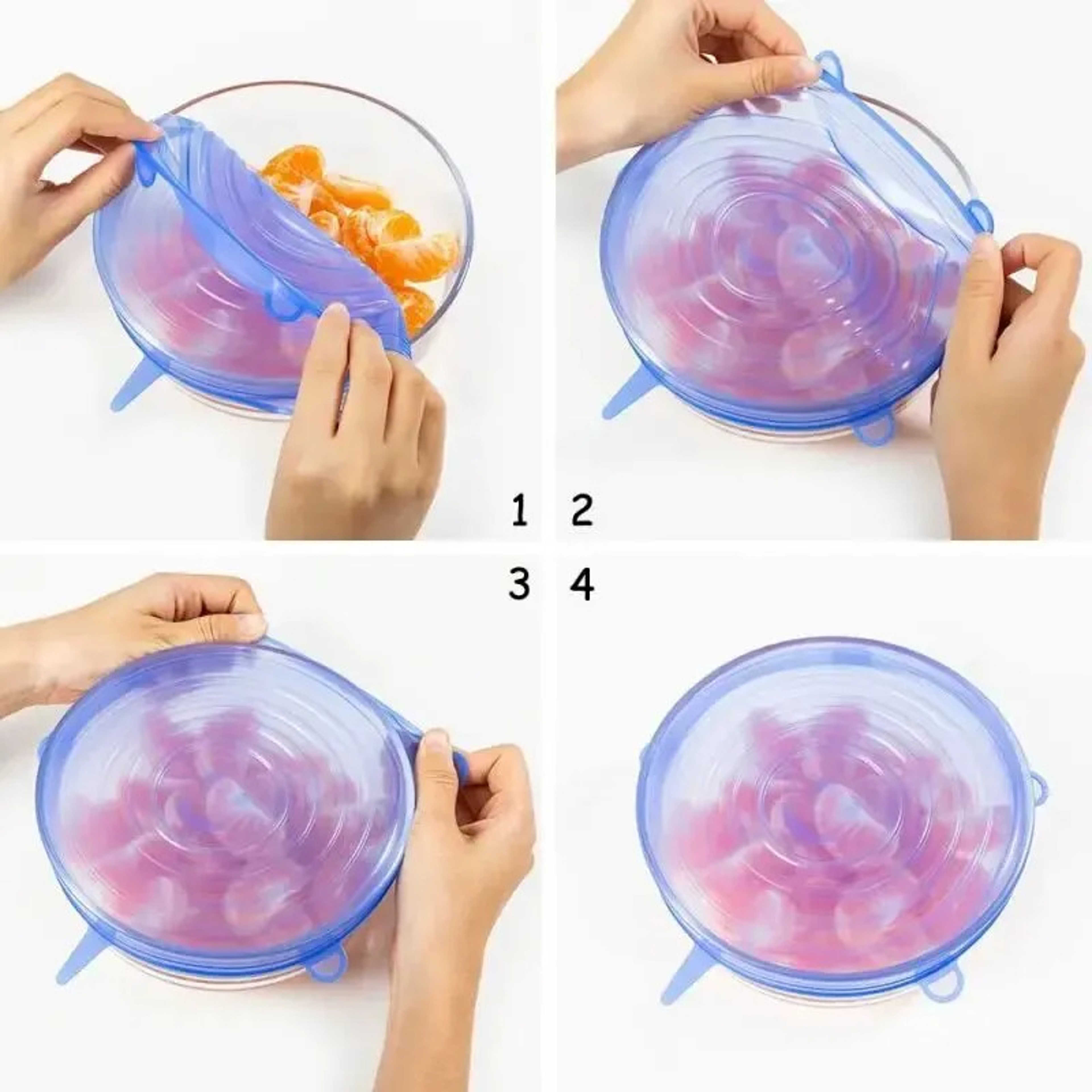 Reusable Silicone Stretch Lids For Food Bowls 6pcs Set Multifunctional FreshKeeping Cover For Fruit 2