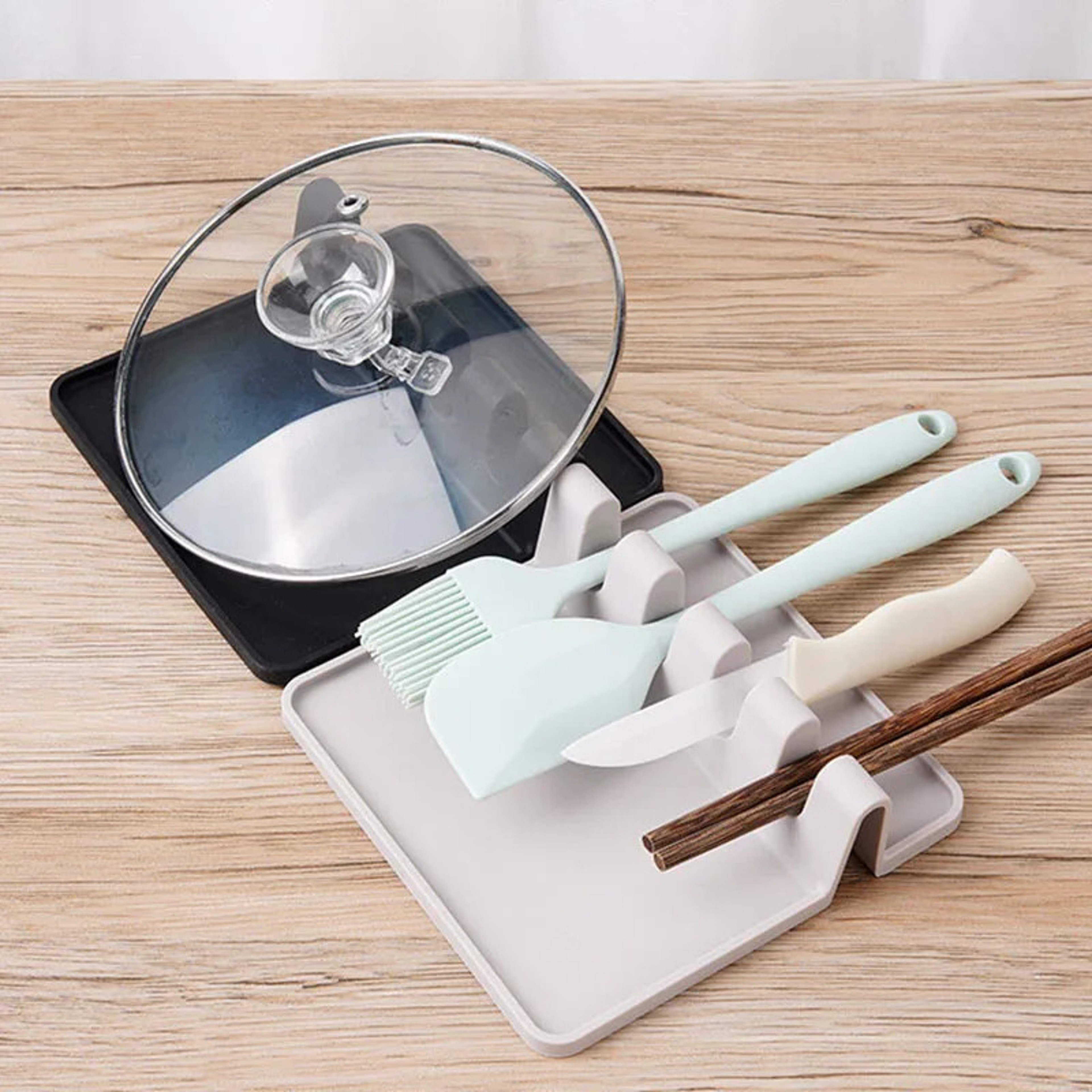 Silicone Tableware Drying Rack Kitchen Utensil Holder For Fork Spatula Multifunctional Shelf Organi 3