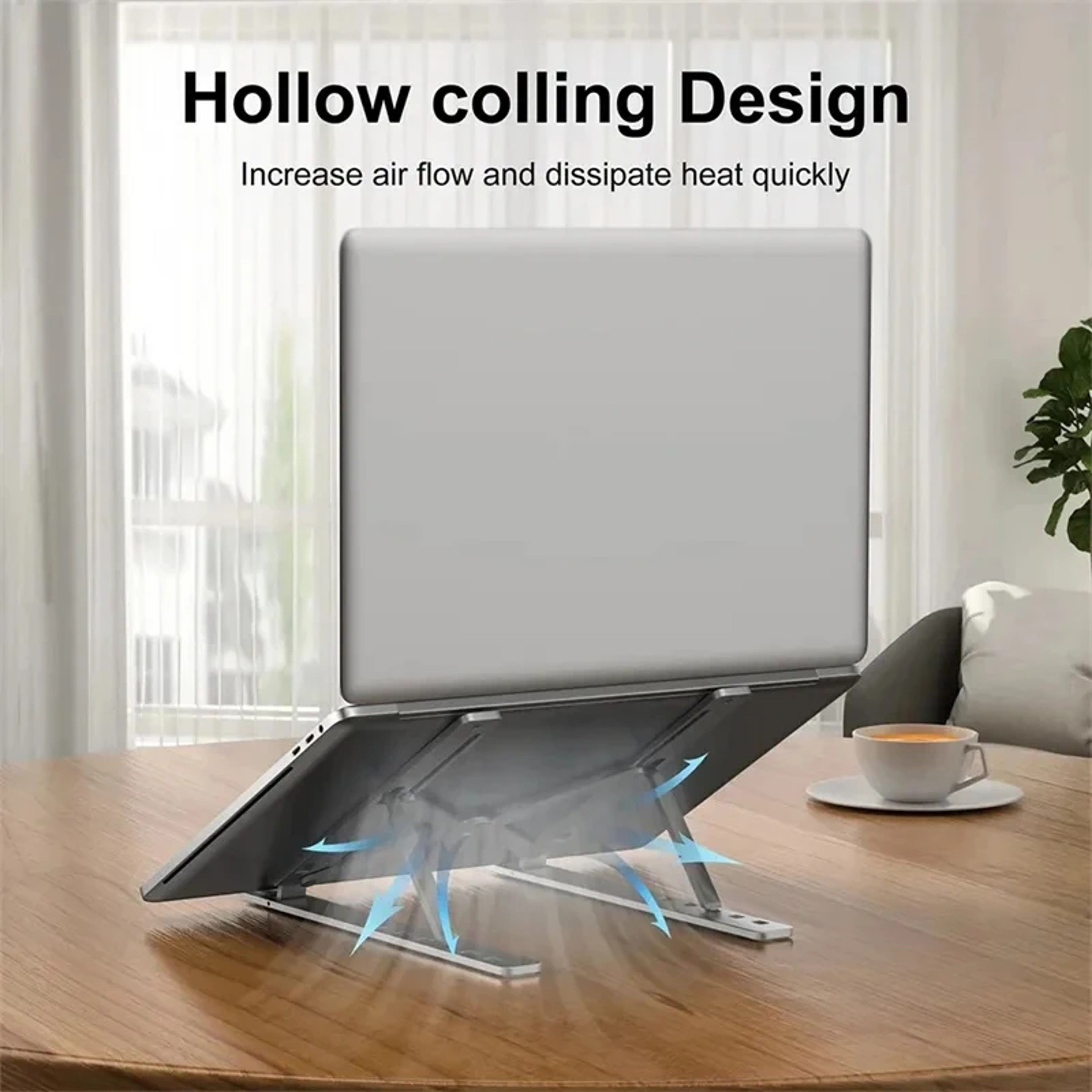 Adjustable Riser Cooling Bracket, Portable Laptop Stand Foldable, Notebook Support Base Holder for Laptop – view 6
