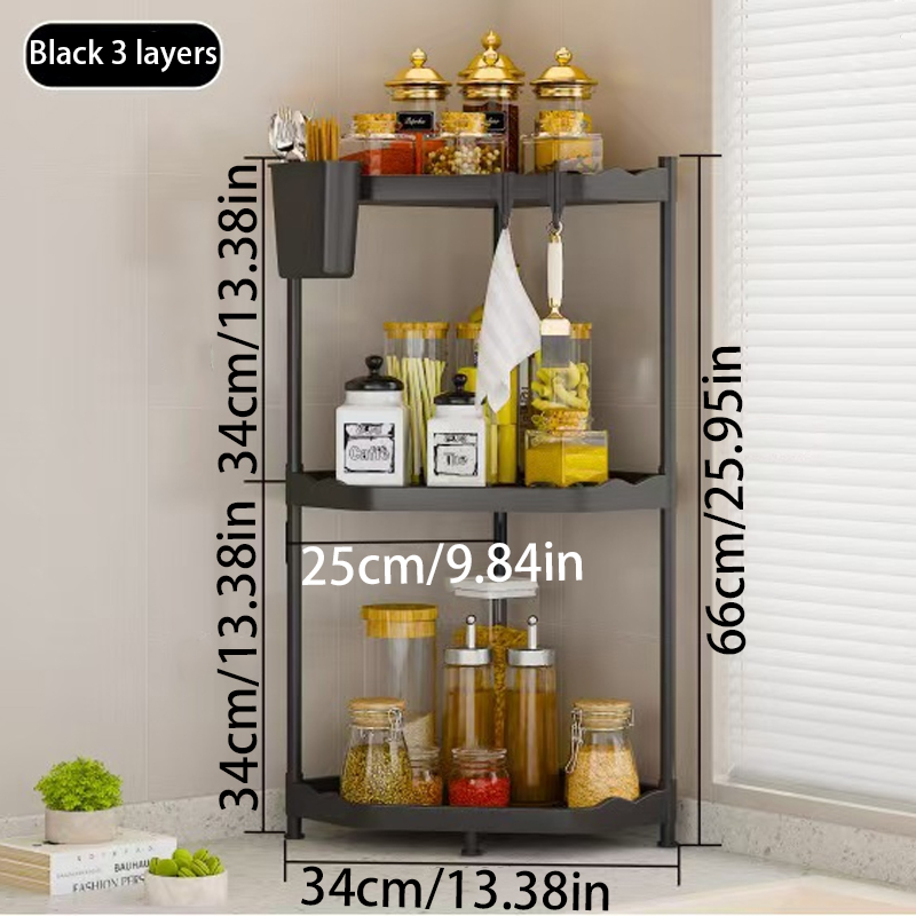 Multi Layer FanShaped Storage Rack In Kitchen Triangular Storage For Household Bedroom 2