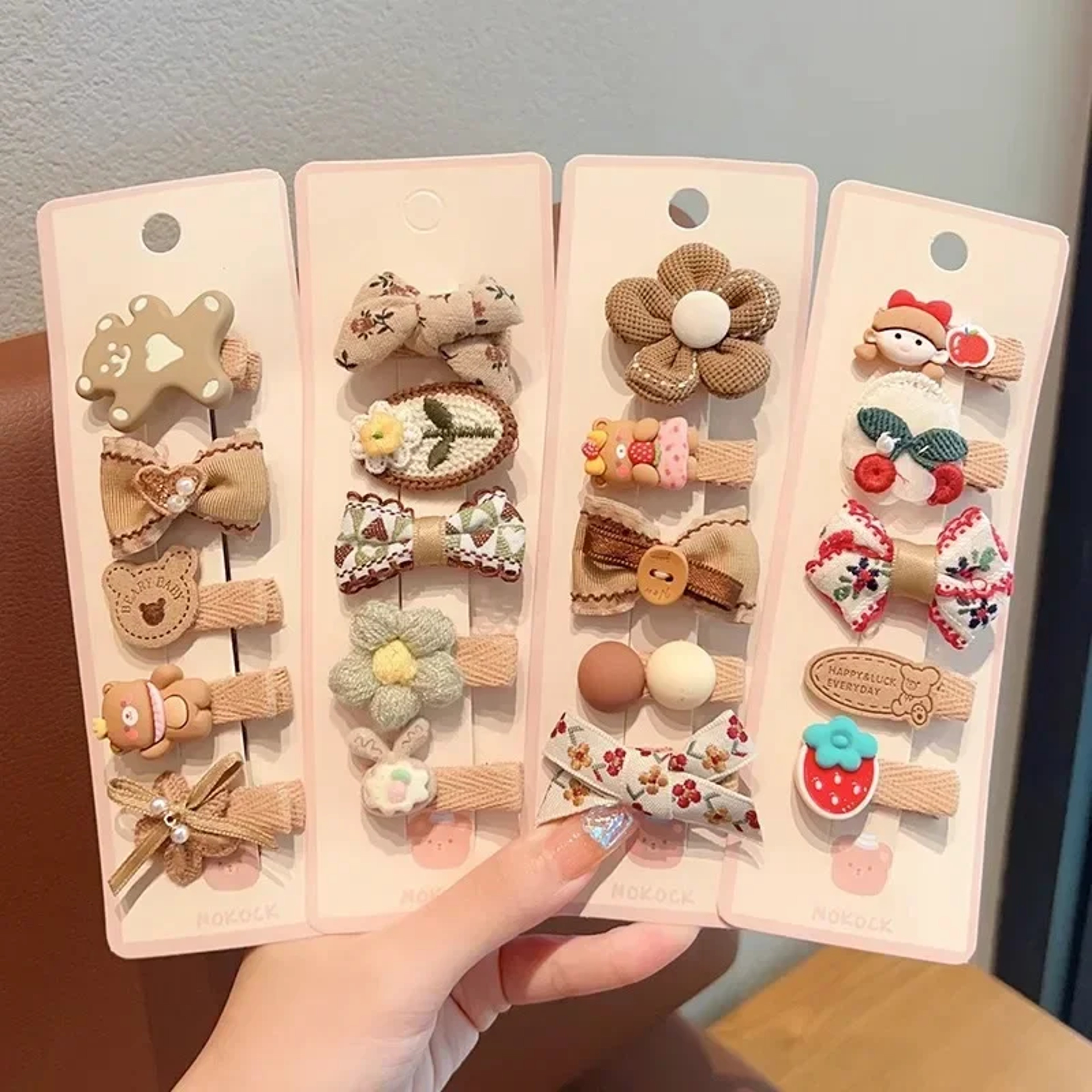 Baby Girl Hair Clips Korean Cute Fashion Cartoon Bear Bowknot Pin Milk Coffee Color Toddler Kids He 0
