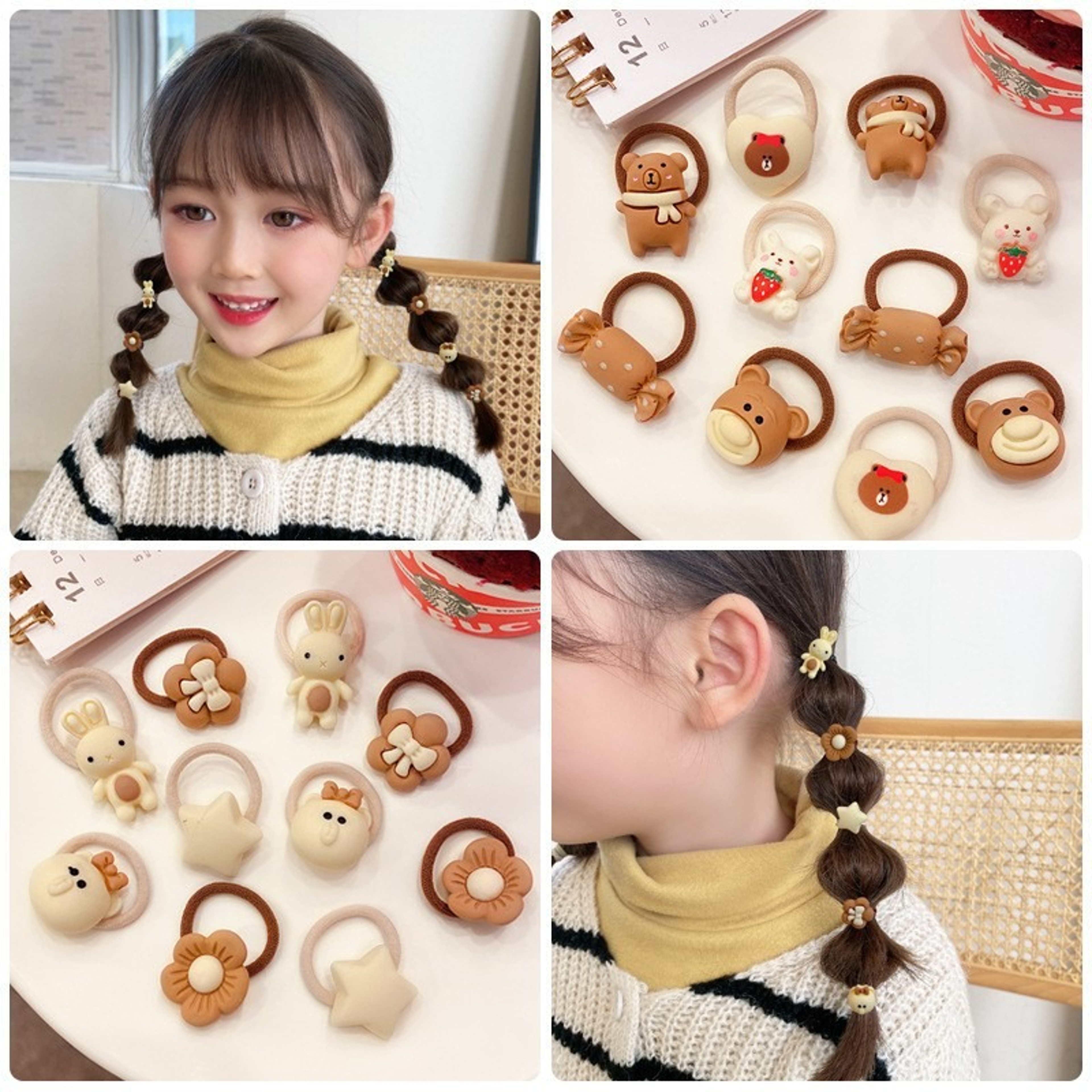 Cute Kawaii Cartoon Baby Scrunchies Girls Kids Hair Accessories Small Elastic Rubber Bands For Chil 5