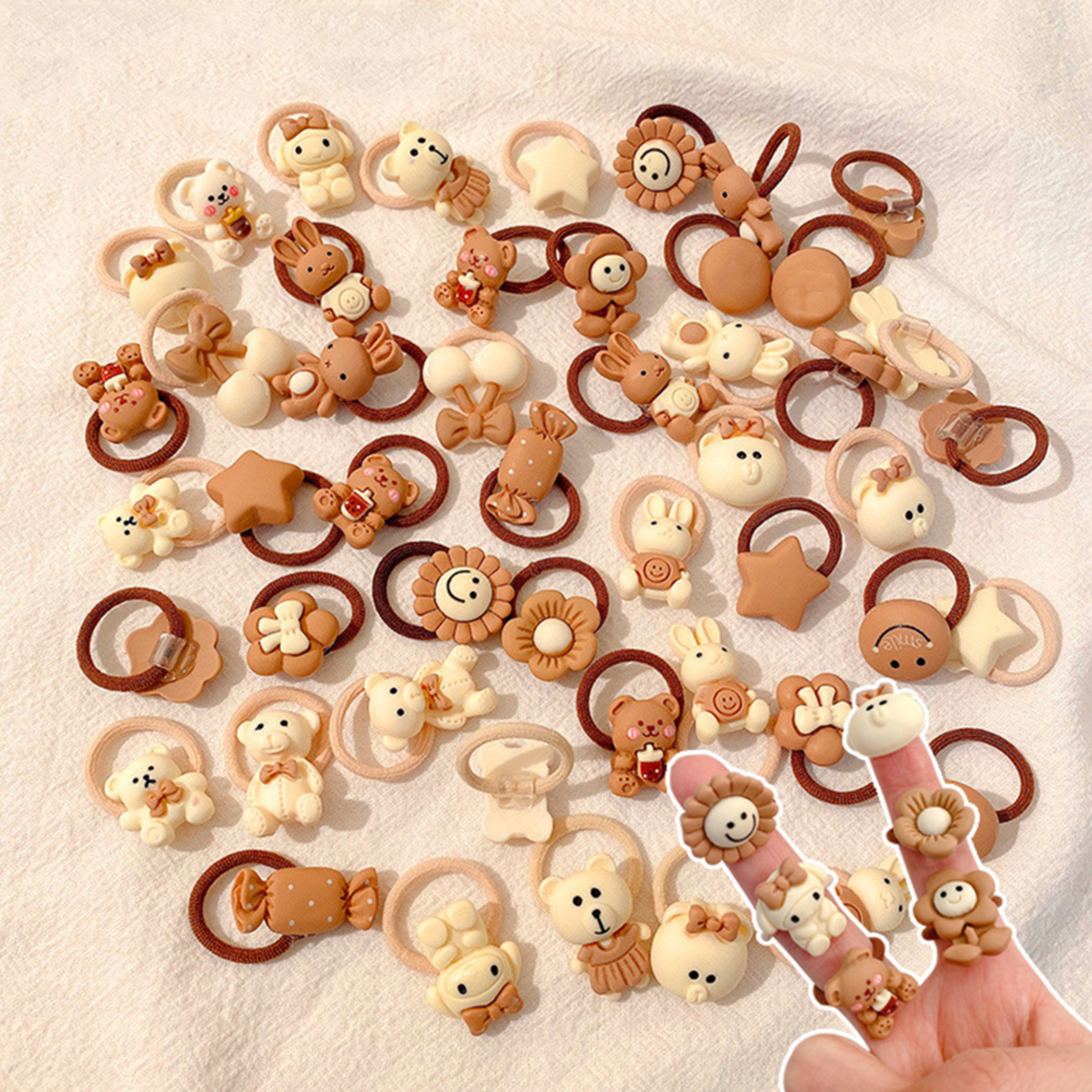 Baby Hair Ties Cute Bear Rabbit Cartoon Animal Flower Ponytail Holder Rope Elastic No Hurt Hair Scr 0